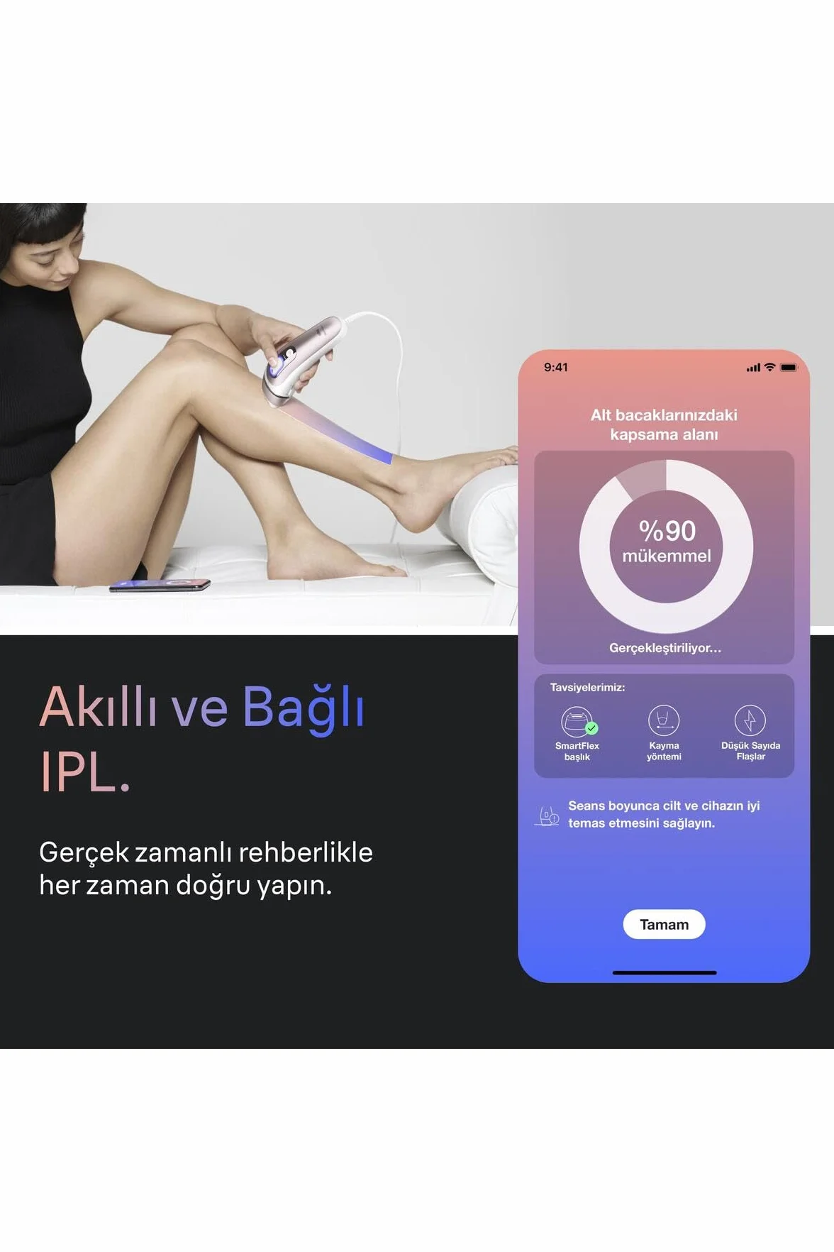 Braun Lumiere Pulsee Intelligent Skin i·expert PL7431 biały brązowy przewodowa depilator IPL 4 głowice aplikacja