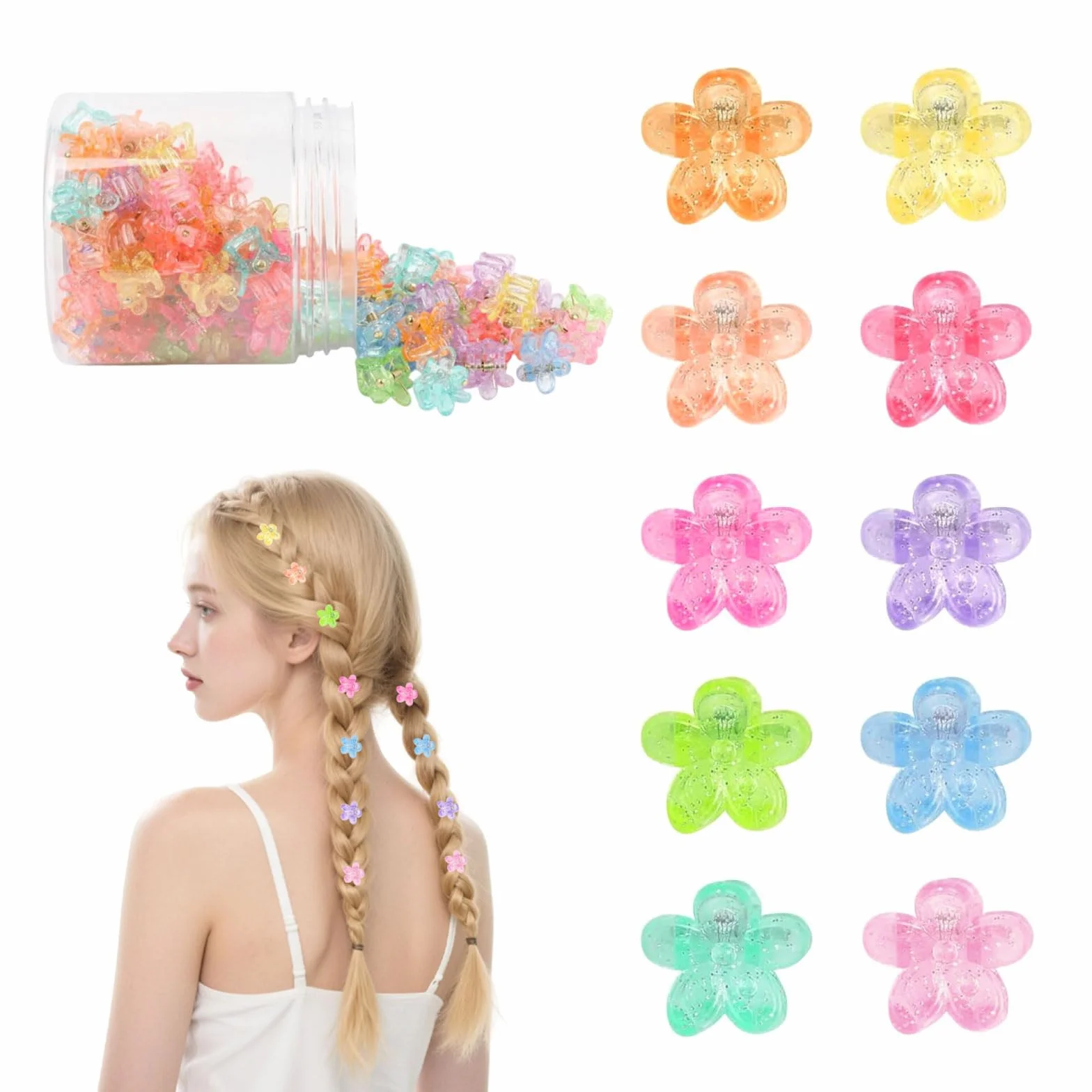 Spinki do włosów dla dziewczynek, 100 mini spinek do włosów z pudełkiem do przechowywania, małe spinki do włosów akcesoria do włosów dla dzieci, mała spinka do włosów na co dzień