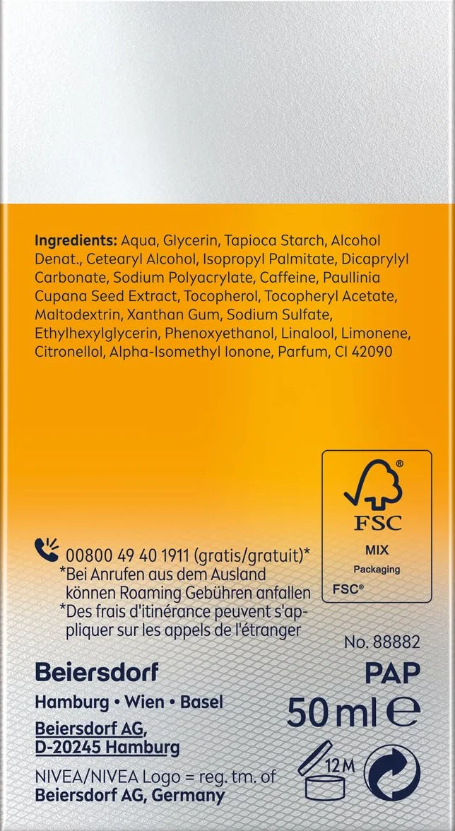 NIVEA MEN Active Energy Odświeżający żel-krem do twarzy dla mężczyzn z kofeiną i guaraną, 50 ml