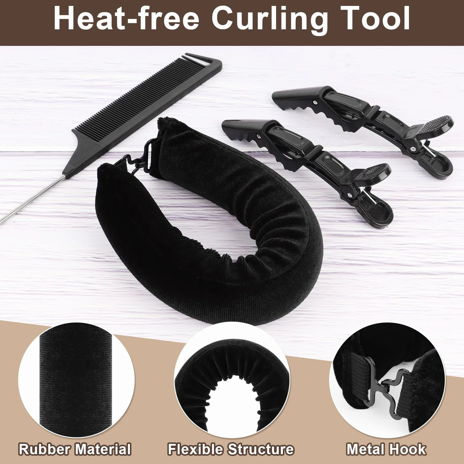 4 sztuki wałków do włosów na noc, "zrób to sam", heat less curls, gumowe loki, bez wysokiej temperatury, z haczykami, overnight blowout z nasadkami do włosów, do wszystkich rodzajów włosów