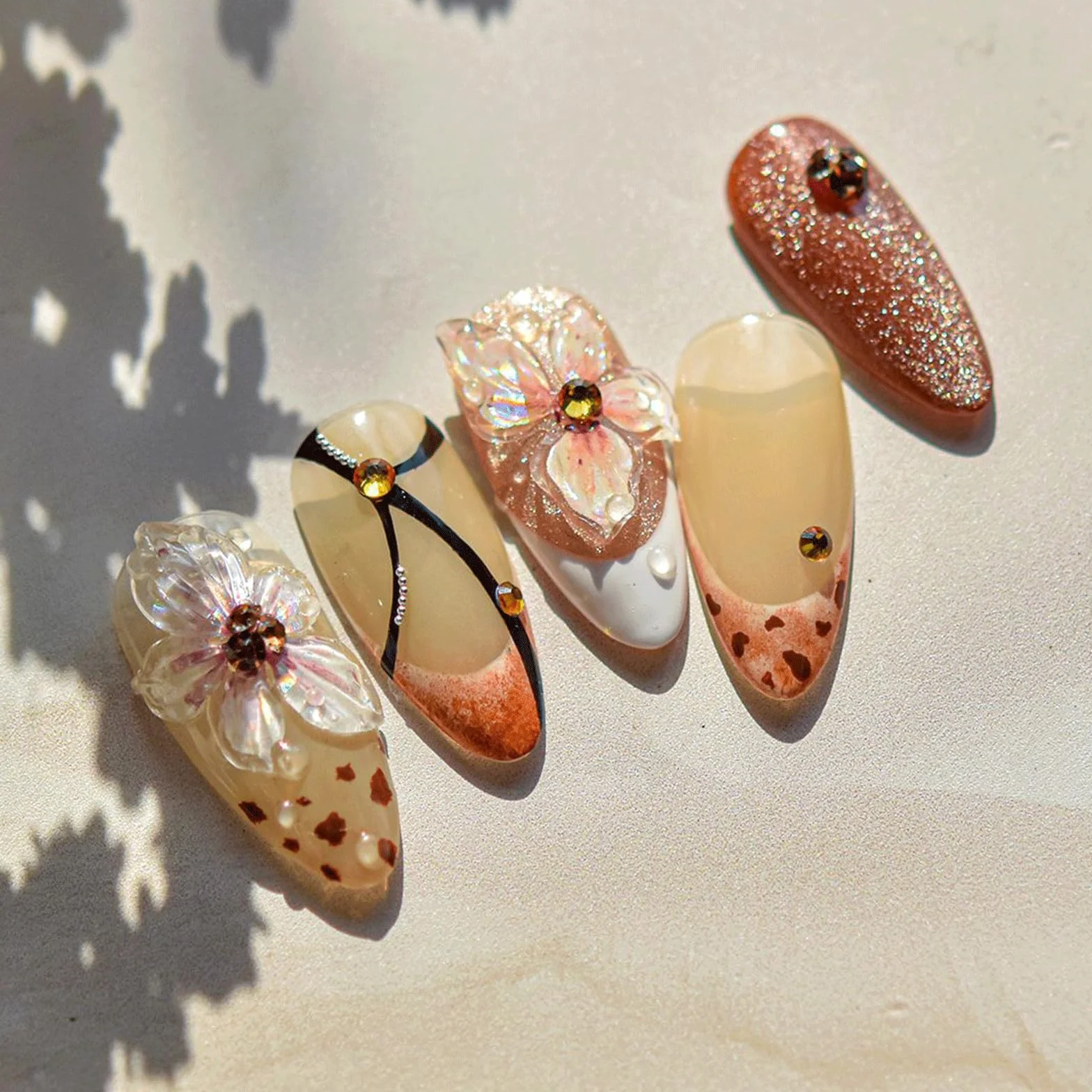 JMEOWIO 3D Kwiat Naklejki na Paznokcie 1 Arkuszy Nail Art Sticker Samoprzylepne Naklejek na Paznokcie Dekoracji Paznokci