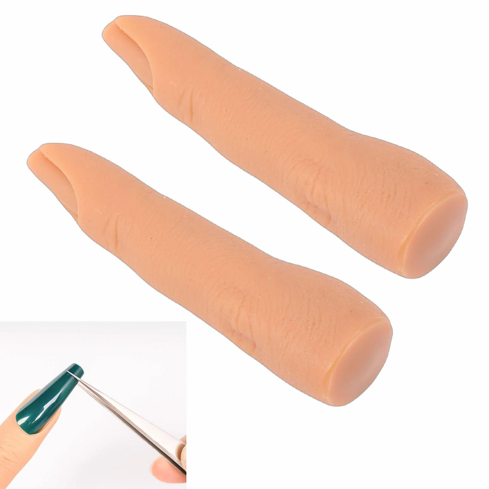 Yinhing Palec do ćwiczeń Paznokci, 2 szt. Elastyczny, Zginany Silikonowy Manicure Model Sztucznego Palca z Wbudowanymi Stawami, do ćwiczeń Zdobienia Paznokci Początkujący Profesjonaliści