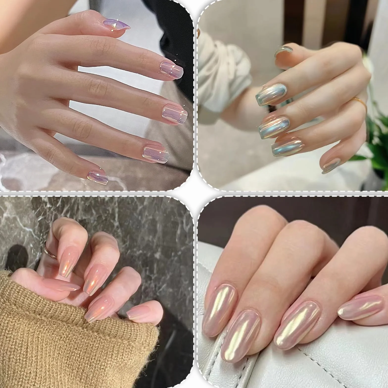 Aurora Ice Shimmer chromowany proszek do paznokci metaliczny lustrzany pigment brokatowy