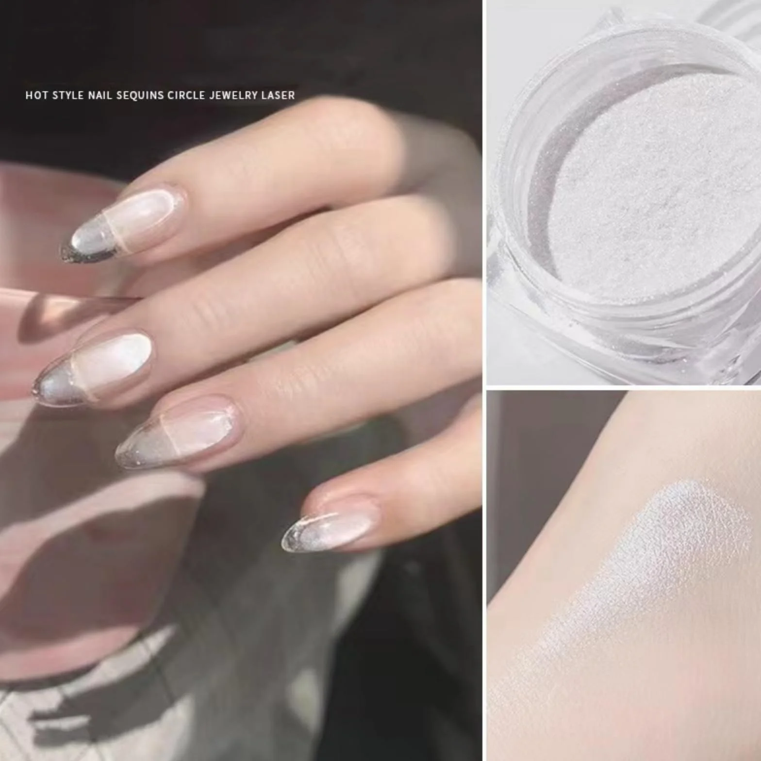Aurora Ice Shimmer Chrome Nail Powder biała perła puder do paznokci 6 szt.