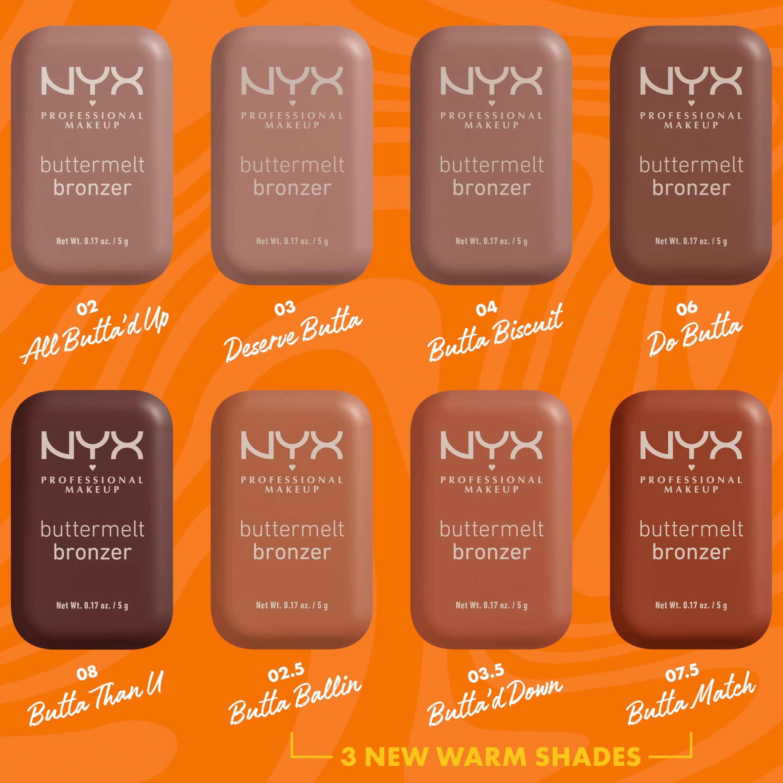 NYX Professional Makeup Bronzer, dla opalonego i promiennego wyglądu, utrzymuje się do 12 h, odporny na rozmazywanie, bez transferu, motyli, odcień: Butta Off, 5 g