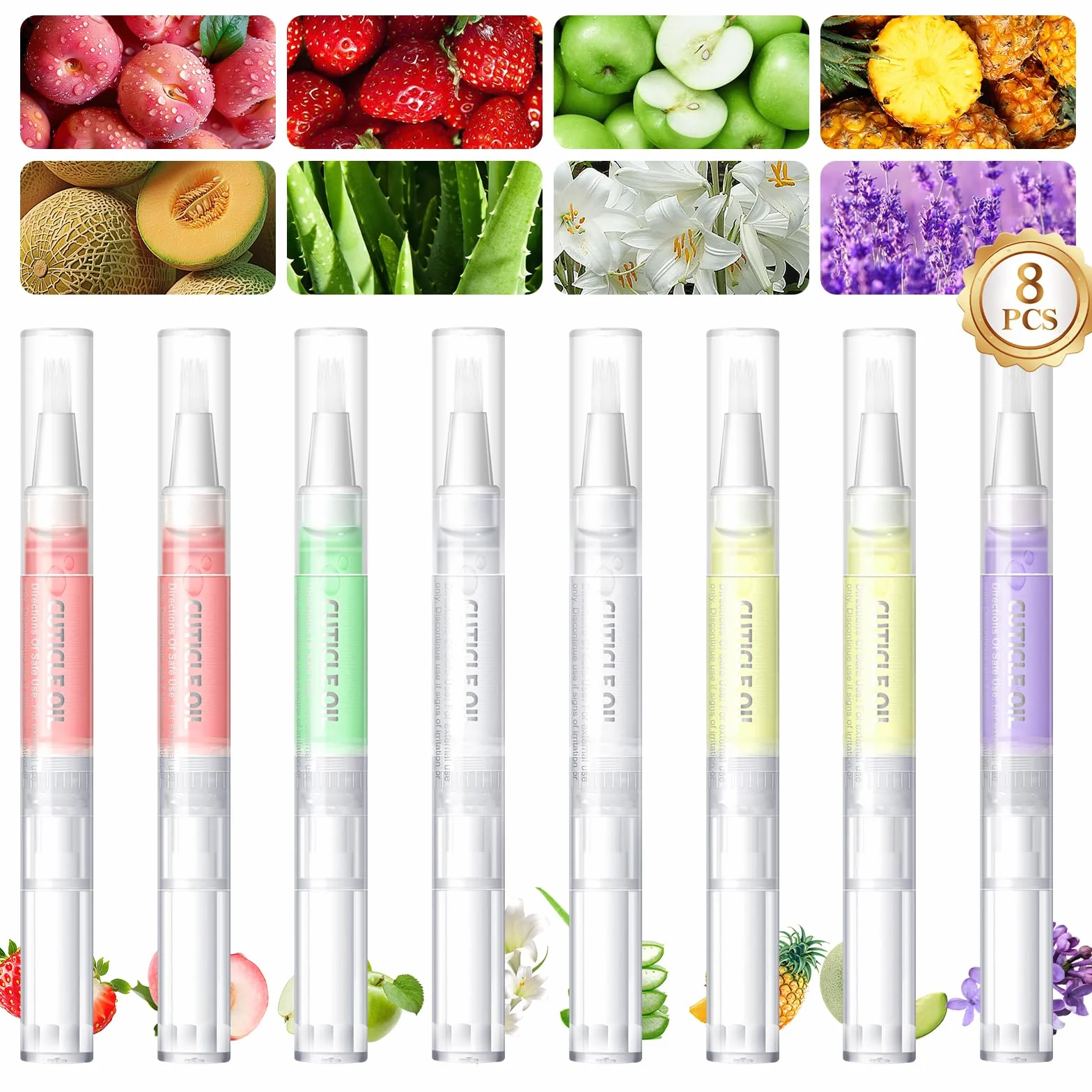 PEACECOLOR 8 sztuk Nail Care Pen olejki do pielęgnacji paznokci, sztyft do pielęgnacji skórek z witaminami, do pielęgnacji paznokci, do naprawy pękniętych i suchych paznokci