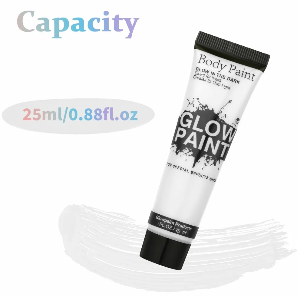 AOOWU Farba do twarzy 25 ml, zmywalna, biały, na karnawał Halloween cosplay