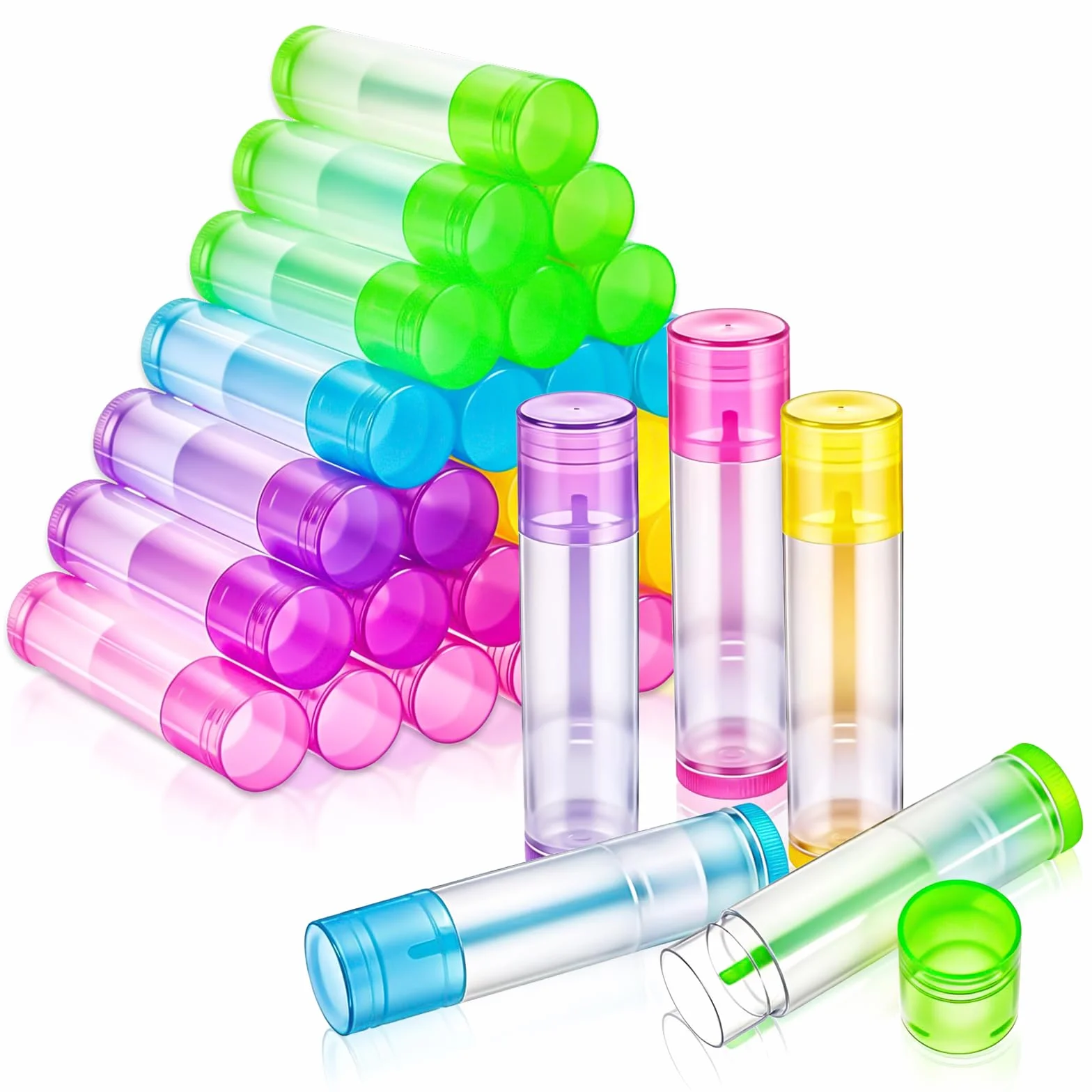 30 szt. tubek na balsam do ust, puste pojemniki na balsam do ust, 5,5 ml, przezroczyste tubki do pomadki, obrotowe plastikowe tubki do szminki z nakrętkami, do wielokrotnego napełniania, tubki do