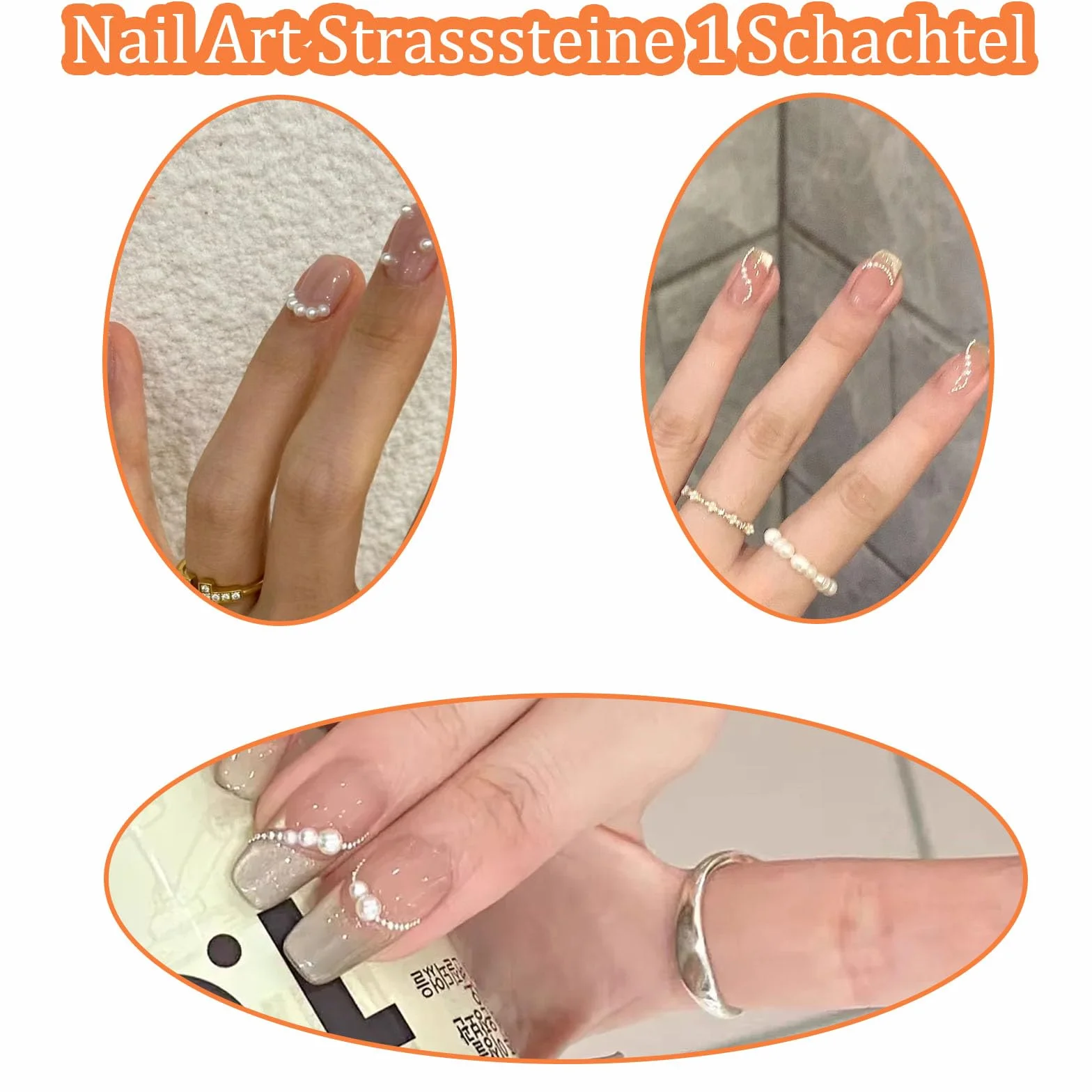 Nail Art kamienie stras białe koraliki płaskie do dekoracji paznokci 12 rastrów