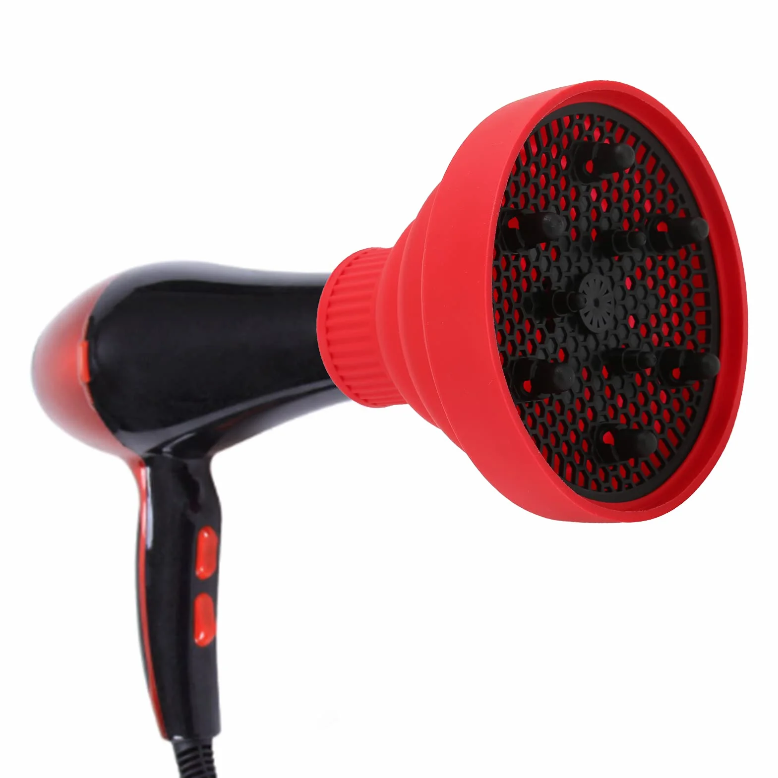 Generic Uniwersalny Składany Dyfuzor do Suszarki do Włosów dla Idealnej Kręconej Fryzury Przenośny Składany Dyfuzor Podróżny Suszarek Włosów 4-5cm (czerwony)