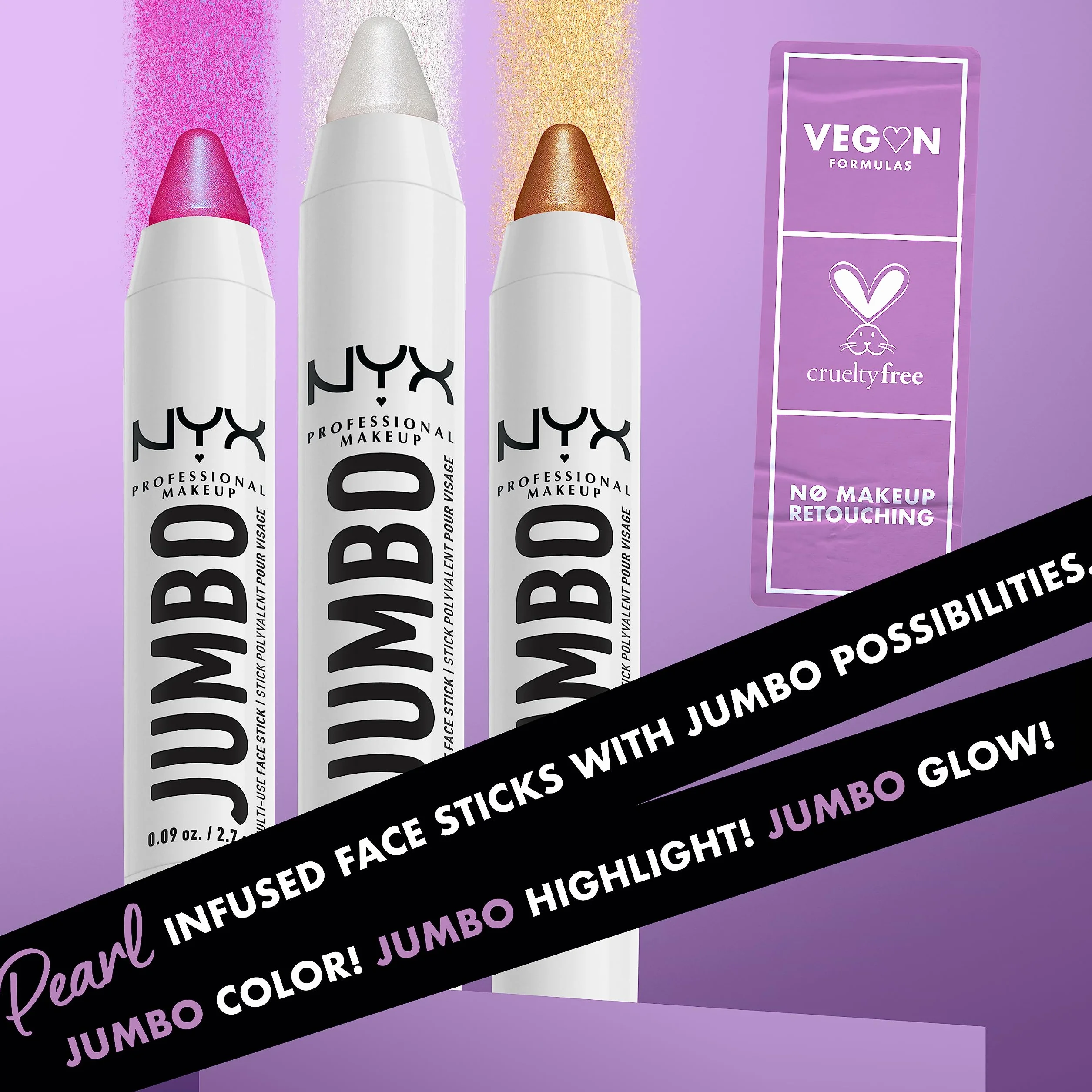 NYX Professional Jumbo Multi-Use Face Stick, Lody waniliowe (02), wielofunkcyjny ołówek z olejkami pielęgnacyjnymi