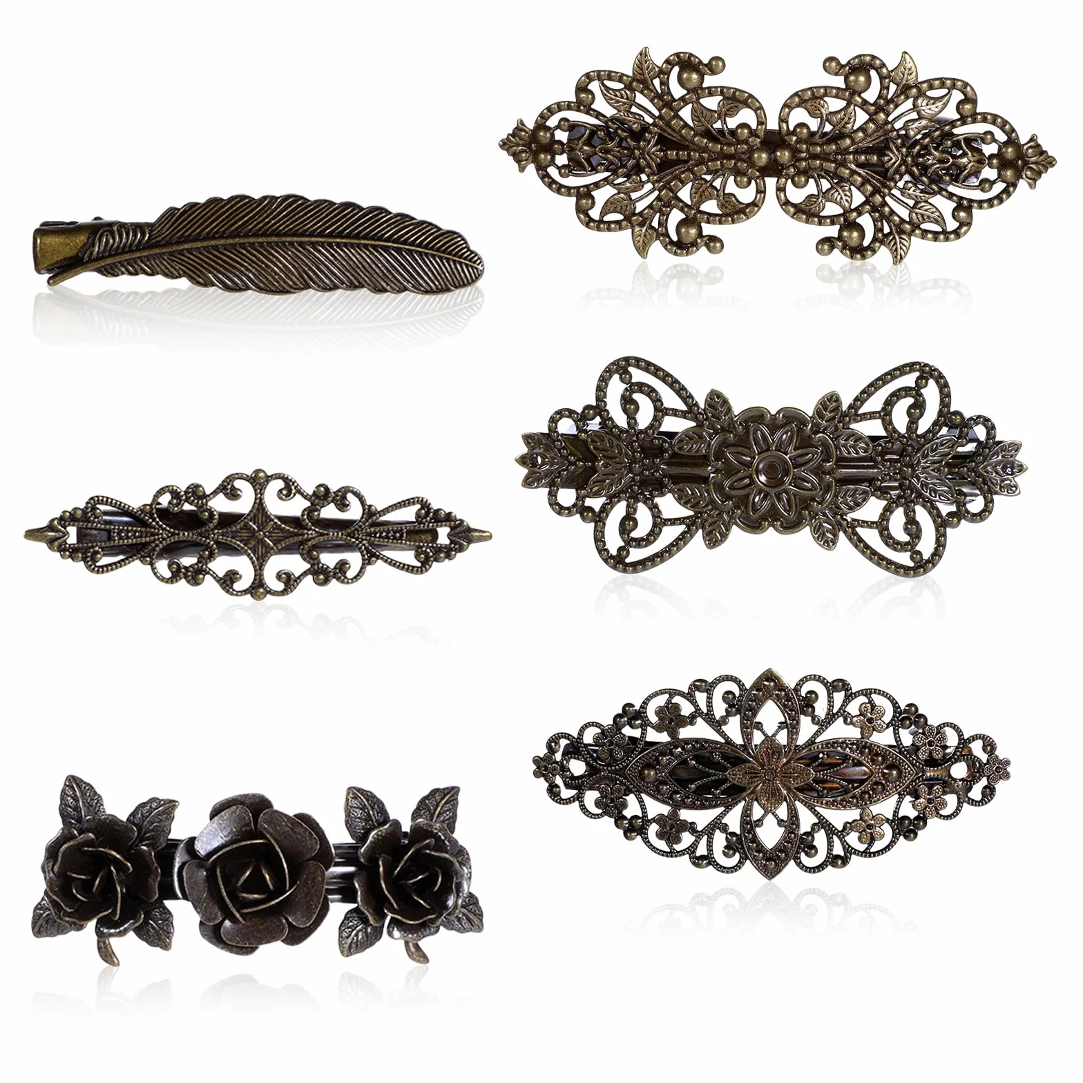 Spinki do włosów w stylu vintage, dla kobiet, francuskie kwiaty, spinki do włosów, metalowe spinki do włosów, vintage, akcesoria do włosów, kwiatowe pióra, spinki do włosów dla kobiet, dekoracyjne