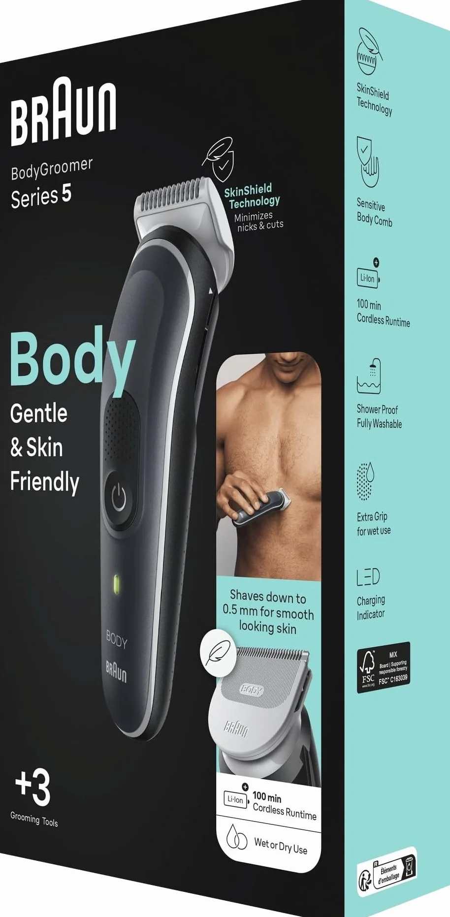 Braun Series 5 Bodygroomer golarka intymna dla mężczyzn, 1-11 mm, 100 min