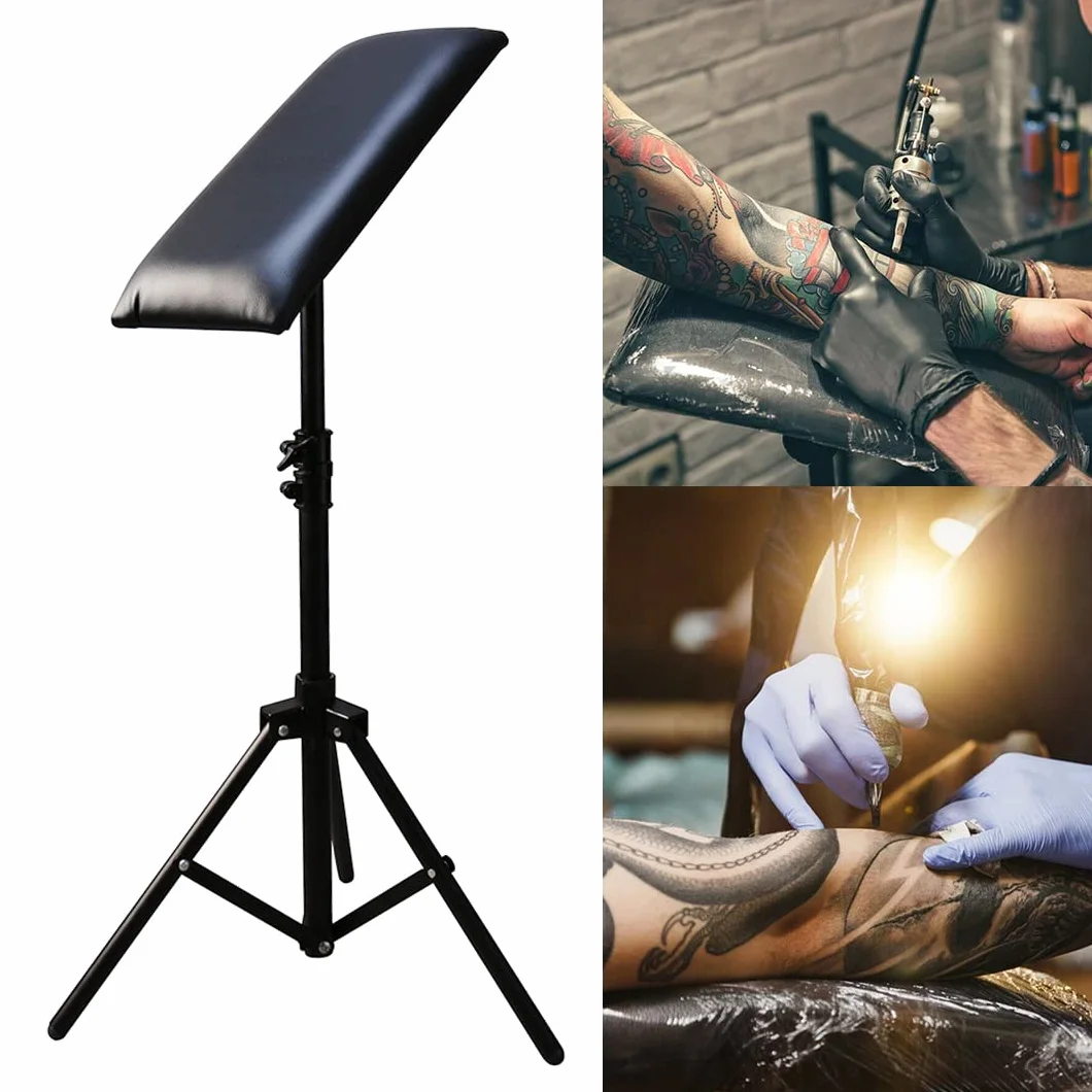 Armrest Tattoo Arm Reszta Leg Stand Heavy Duty Height Adjustable Hand Lever Tattotoo podłokietnik (czarny)