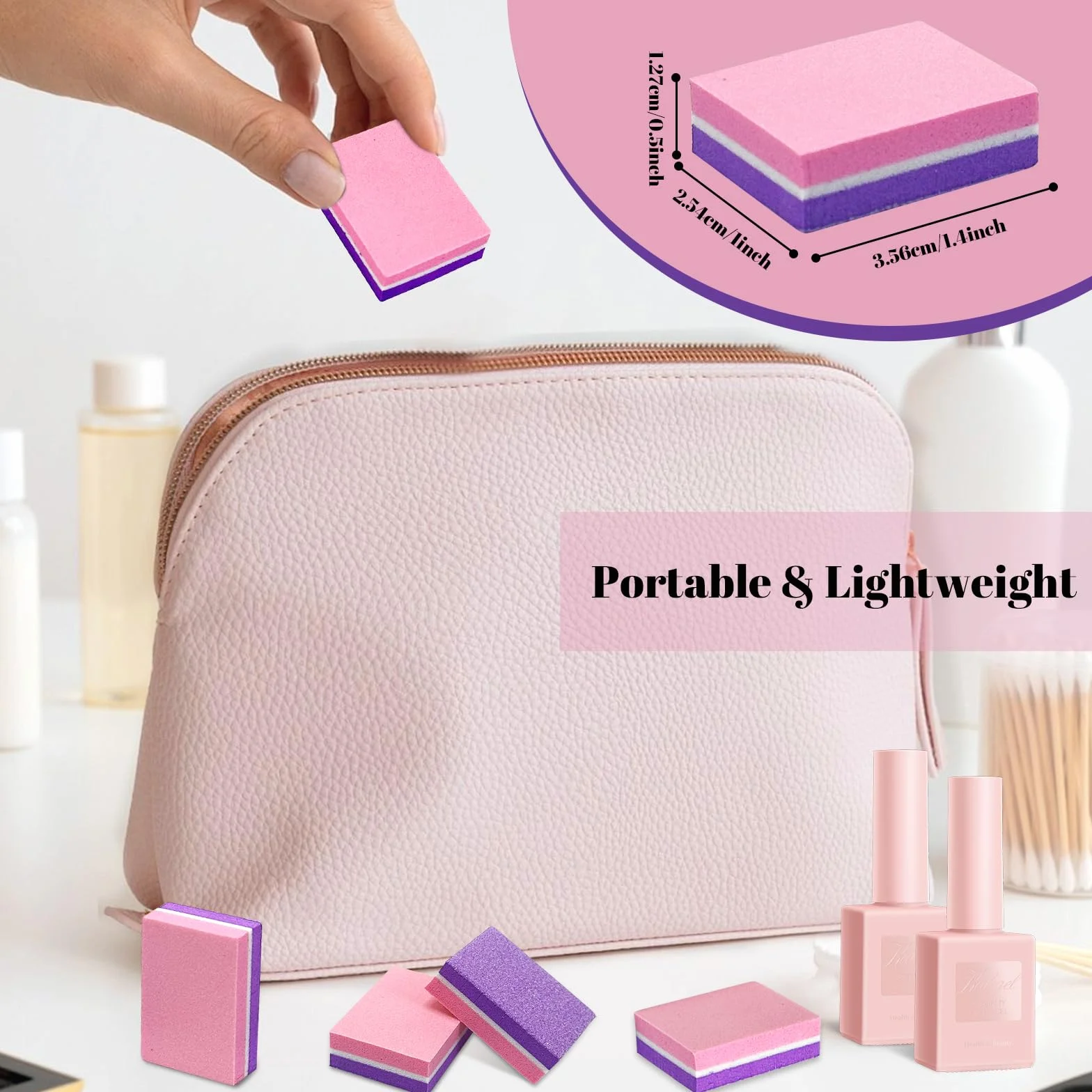 100 sztuk mini bloczków do paznokci, 100/180, dwustronne bloki do paznokci, do paznokci akrylowych i naturalnych, profesjonalne bloki do manicure