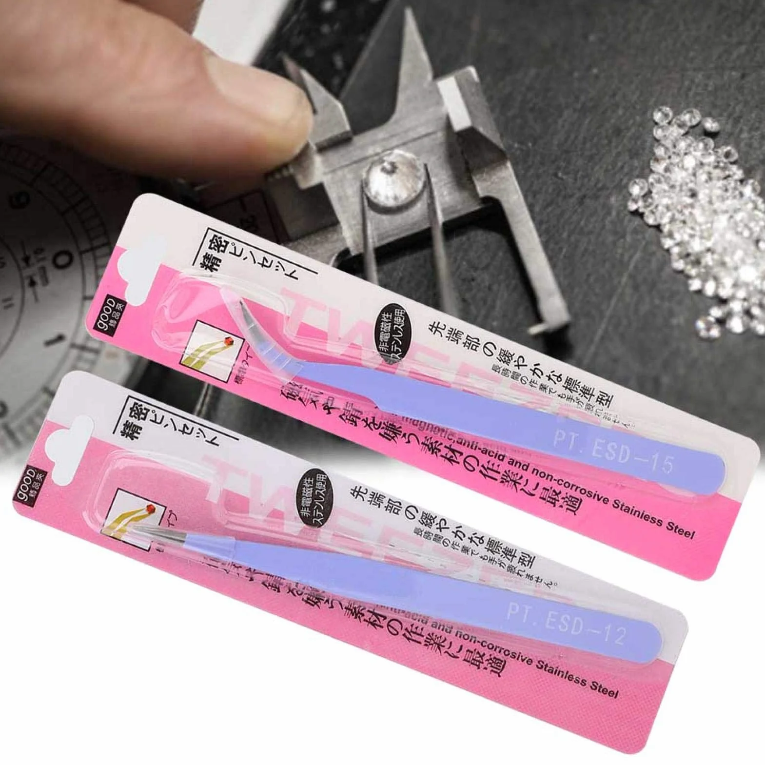 Pęseta do zdobienia paznokci ze stali nierdzewnej zestaw do manicure Nail Art Tools fioletowy