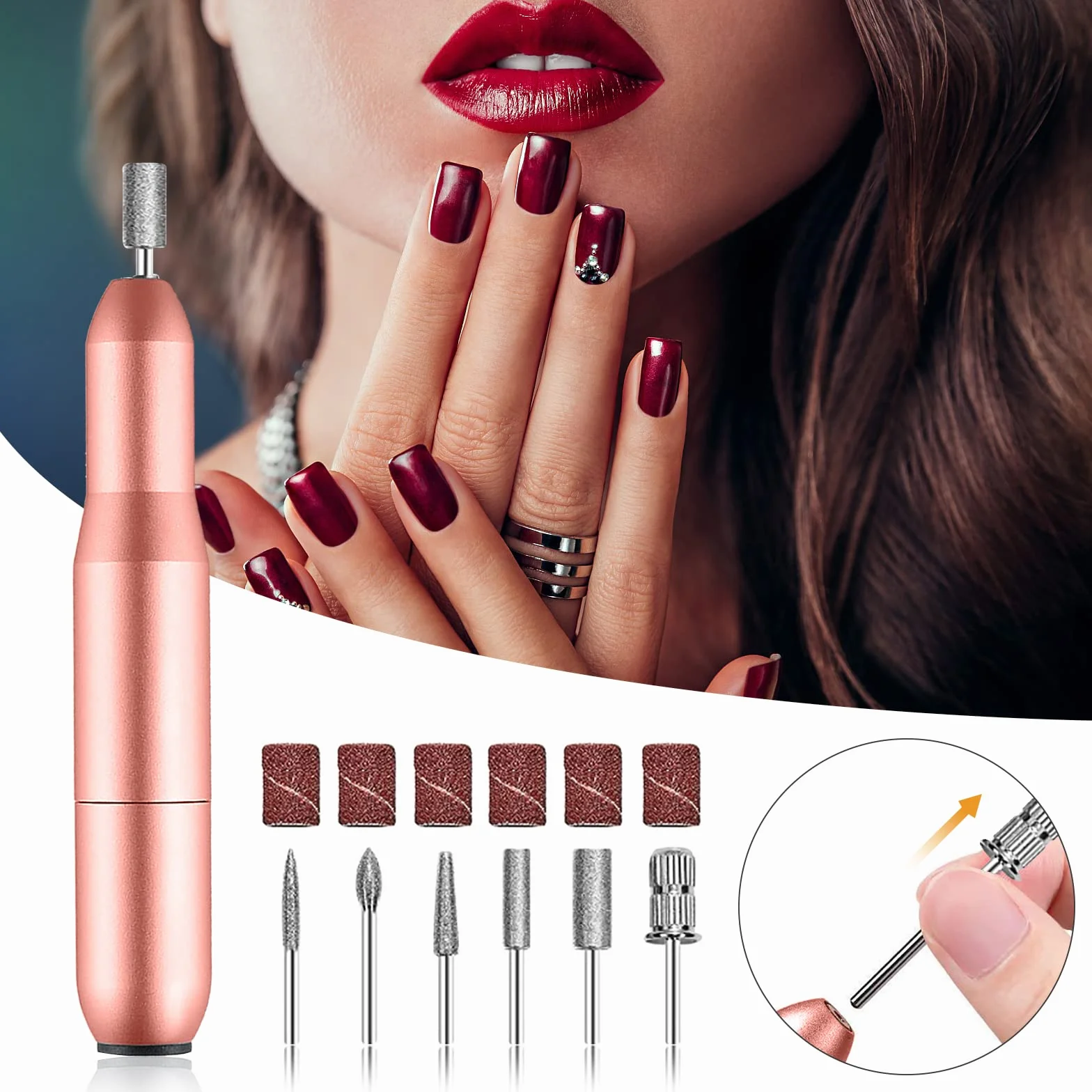 Elektryczny frez do paznokci 12 w 1 Zestaw do manicure i pedicure 20000 RPM Regulowana prędkość