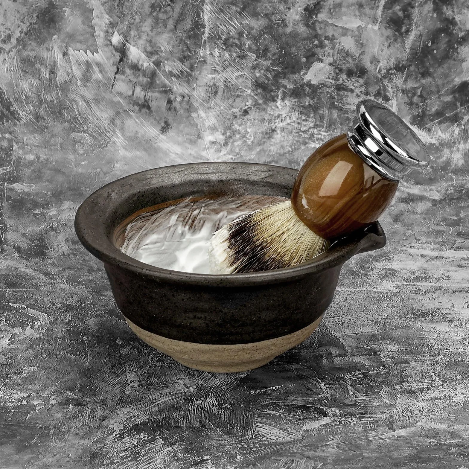 Linkidea miska do golenia ceramiczna szorstka tekstura kubek na mydło do golenia czarny
