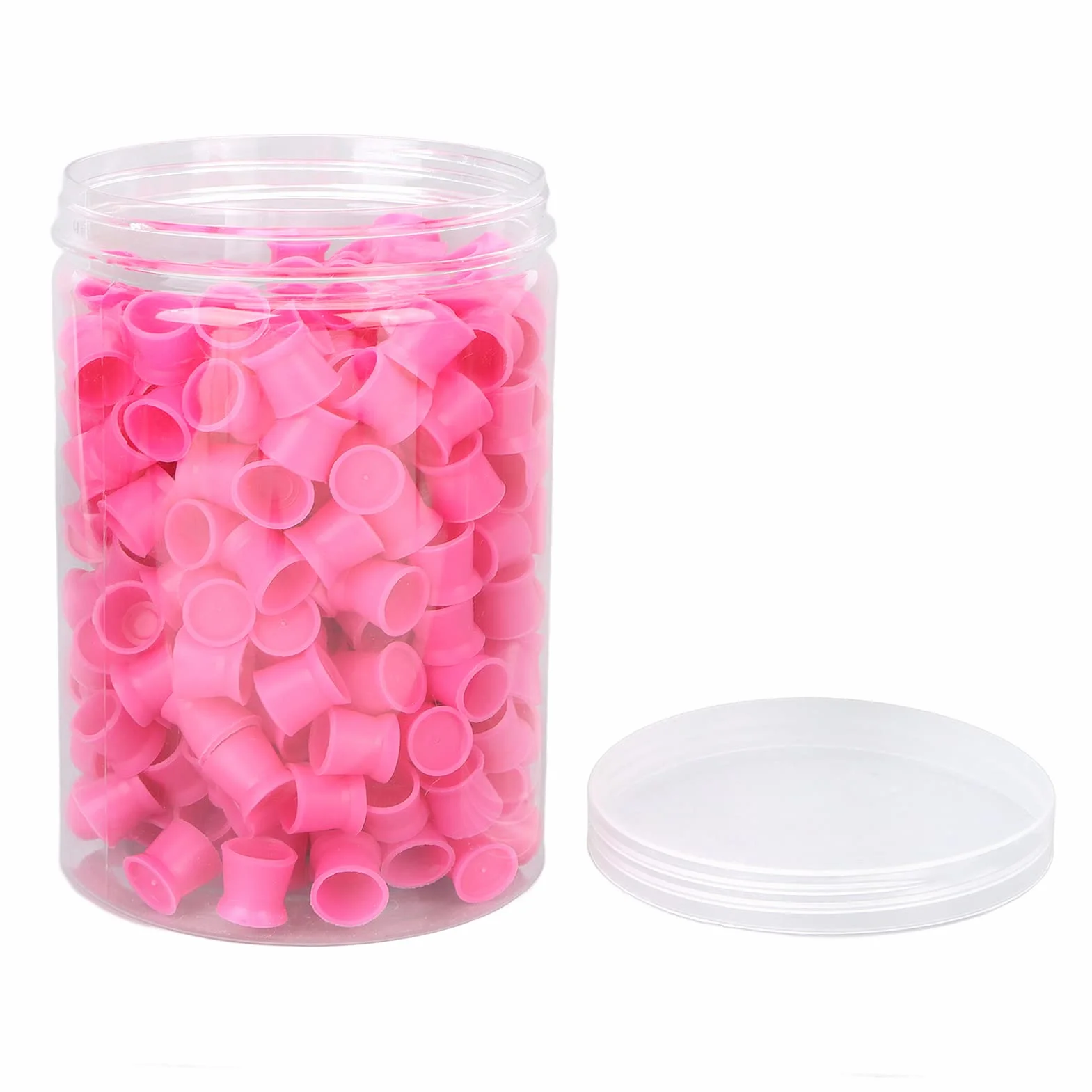 Tattoo Ink Caps Cups - Mixed 300PCS Jednorazowe Nasadki z Atramentem Pigmentowym w 12MM Tattoo Cups Caps Silikonowe Nasadki z Atramentem Pigmentowym do Materiałów Eksploatacyjnych (różowe)