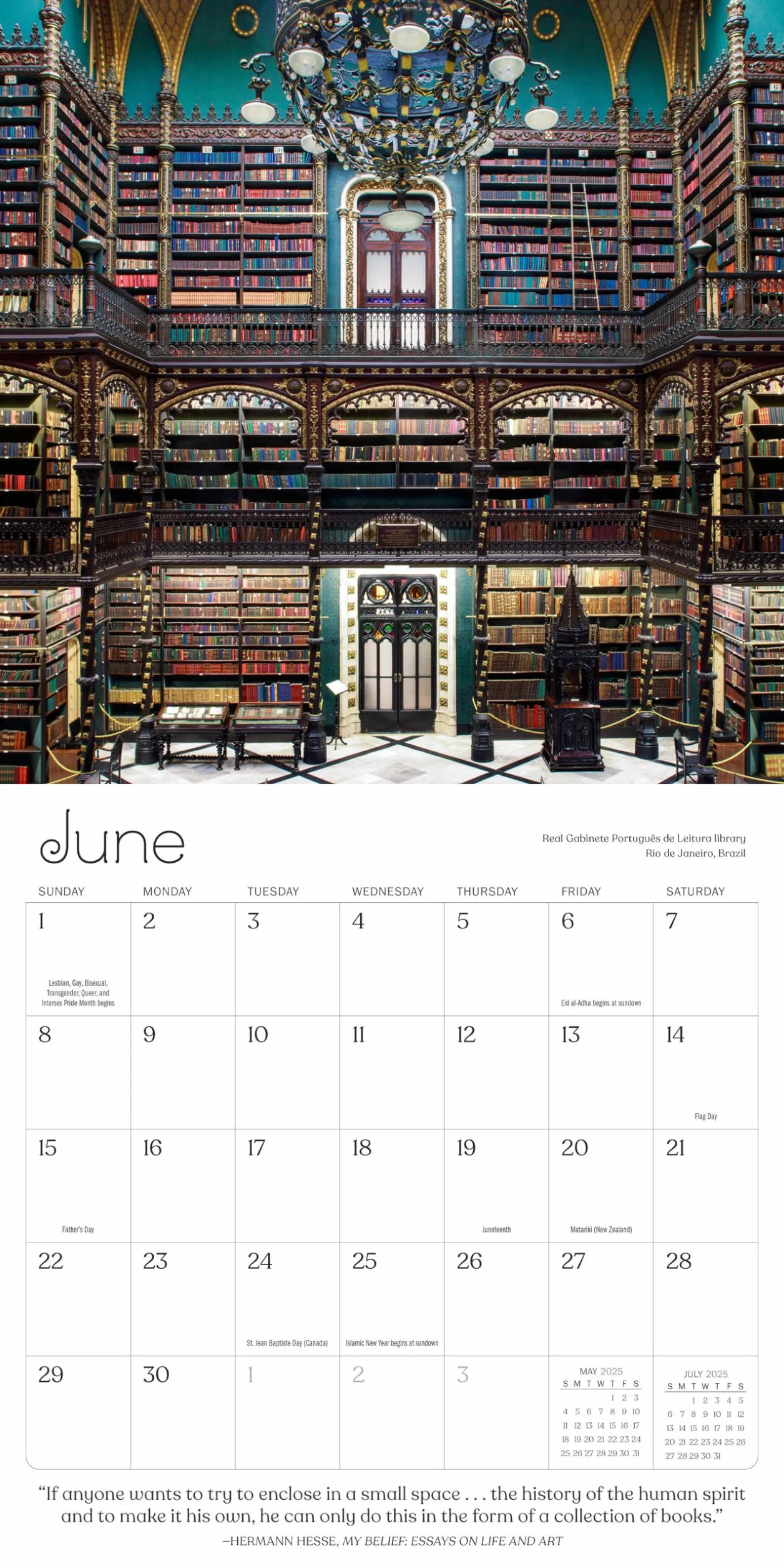 A Calendar for Book Lovers Wall Calendar 2025