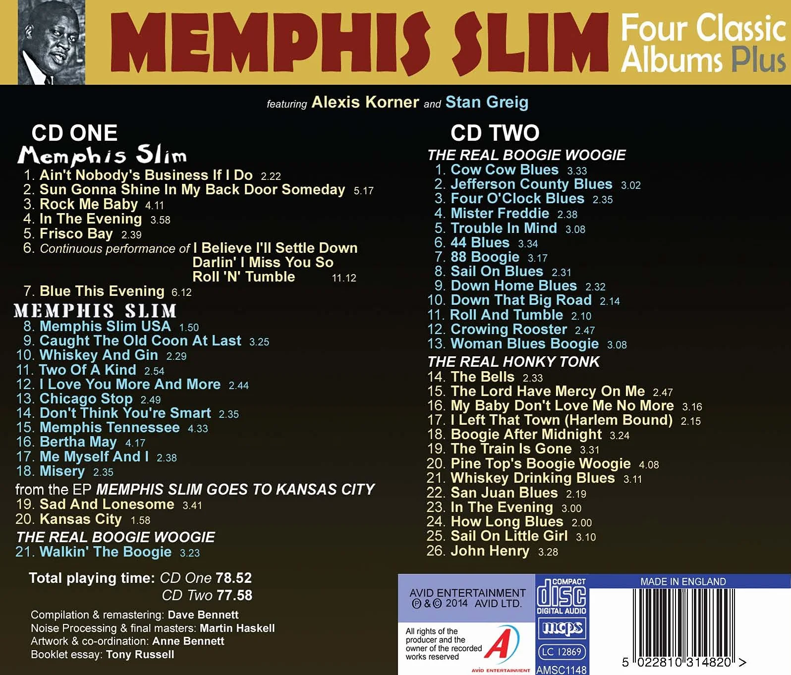Four Classic Albums Plus: Memphis Slim/Goes To Kansas City/Real Boogie Woogie/Honky Tonk