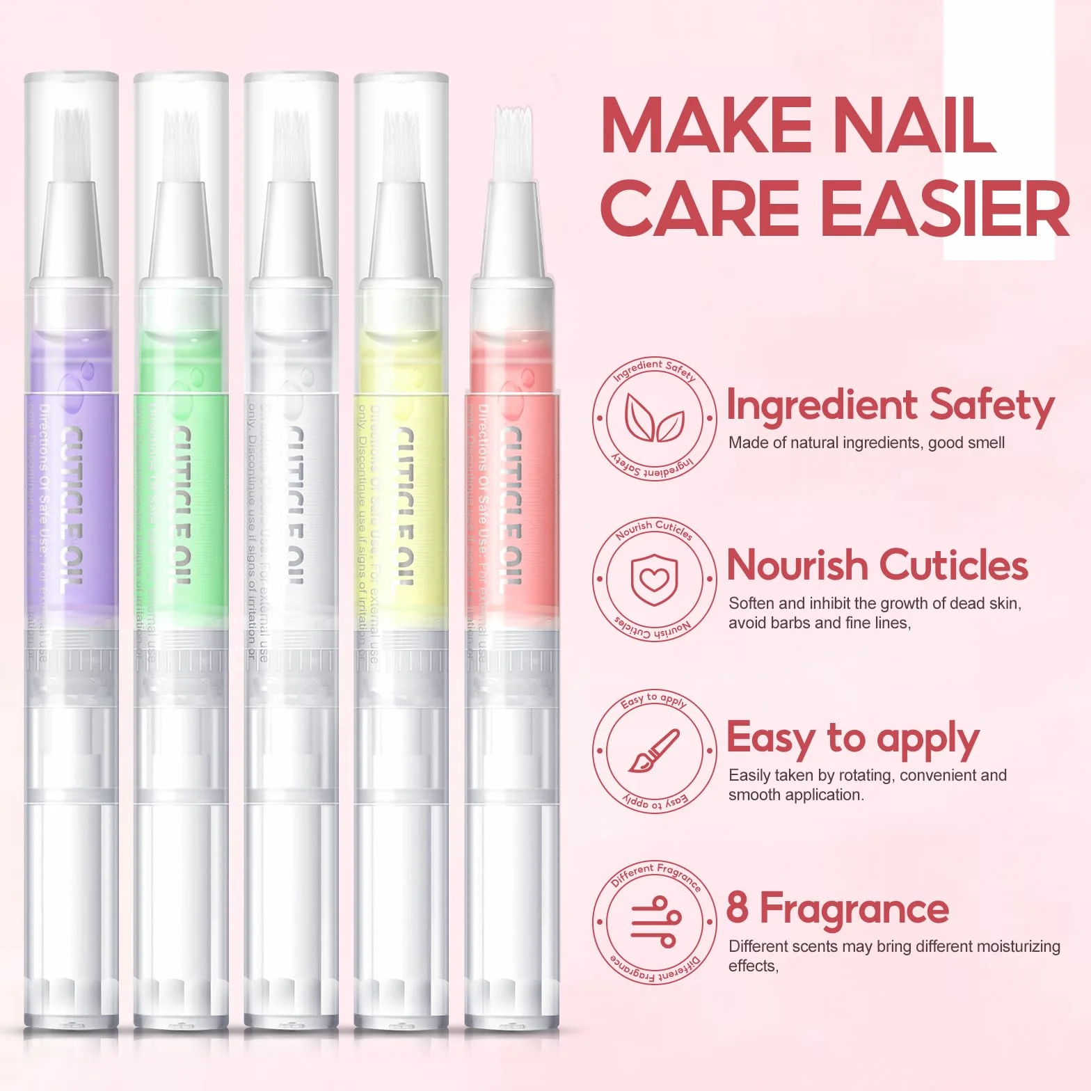 PEACECOLOR 8 sztuk Nail Care Pen olejki do pielęgnacji paznokci, sztyft do pielęgnacji skórek z witaminami, do pielęgnacji paznokci, do naprawy pękniętych i suchych paznokci