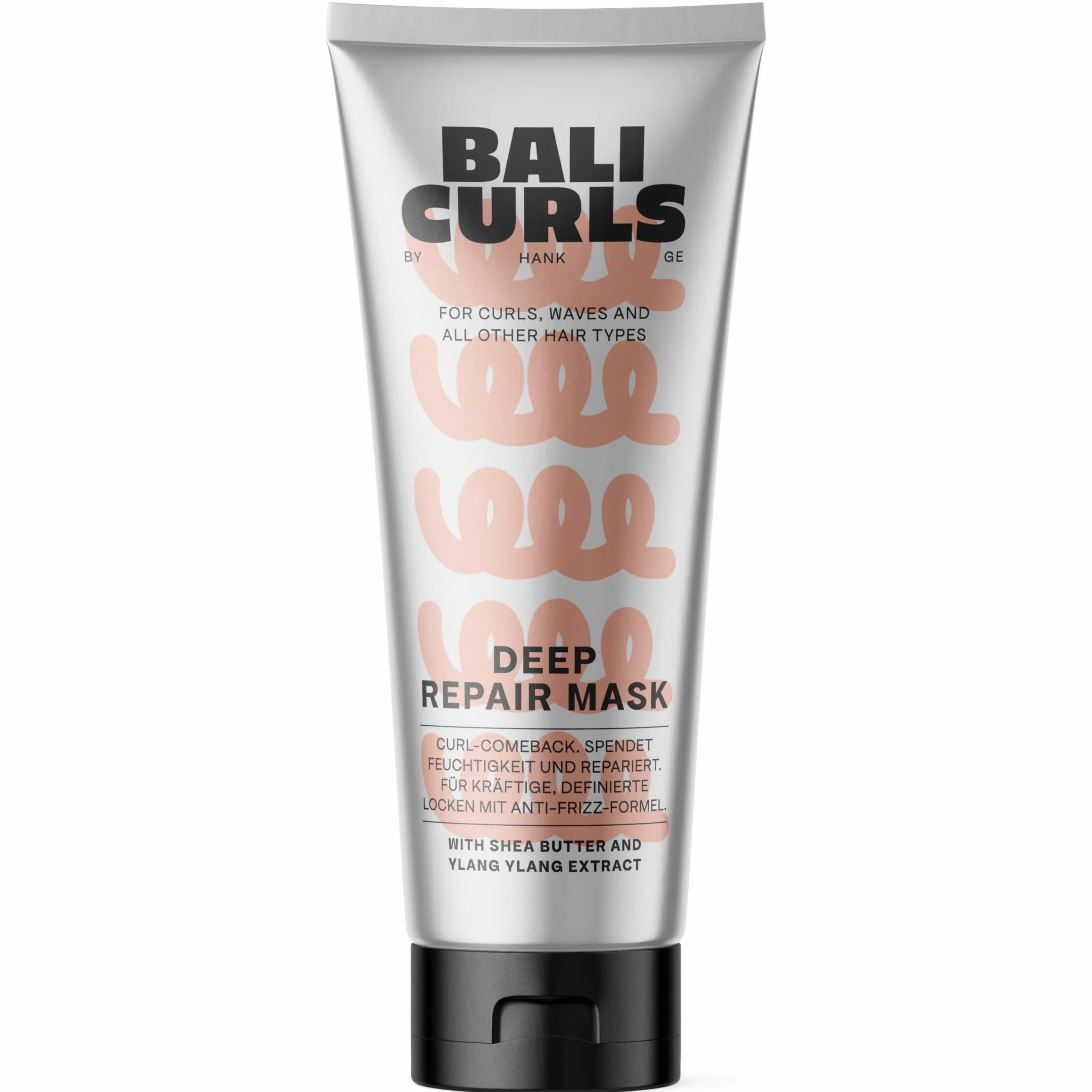 Bali Curls Deep Repair Mask – wegańska maska do włosów z masłem shea, olejem kokosowym i olejkiem z awokado – głęboka pielęgnacja loków i suchych włosów – z ekstraktem ylang-ylang – 200 ml