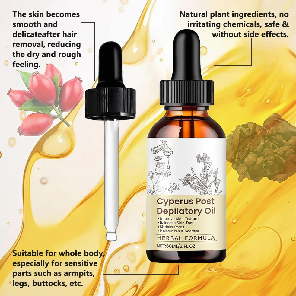 Flintronic Cyperus Rotundus Oil 60 ml naturalny olejek do depilacji redukujący wzrost włosów