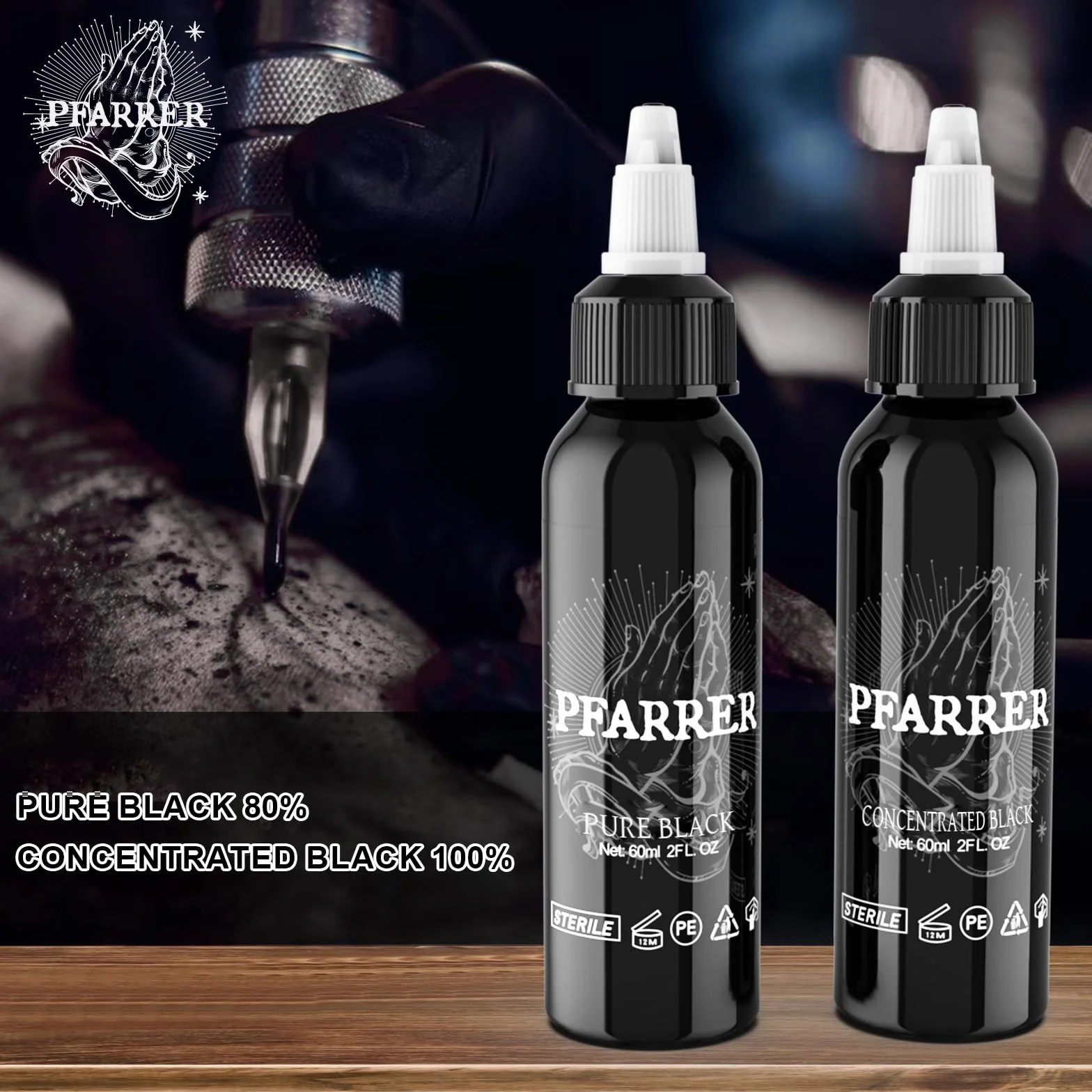 PFARRER Tattoo kolor czarny 2 oz (60 ml) Pure Black TI7003-60-001