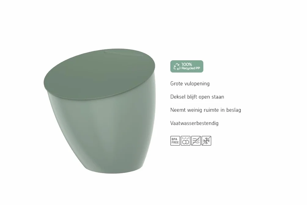 Mepal Calypso Kuchenny Kosz na Śmieci Mały Pojemnik na Odpady z Pokrywką, do Organizacji Kuchni, Nadaje Się do Mycia w Zmywarce, 2200 Ml, Biały (Nordic White)