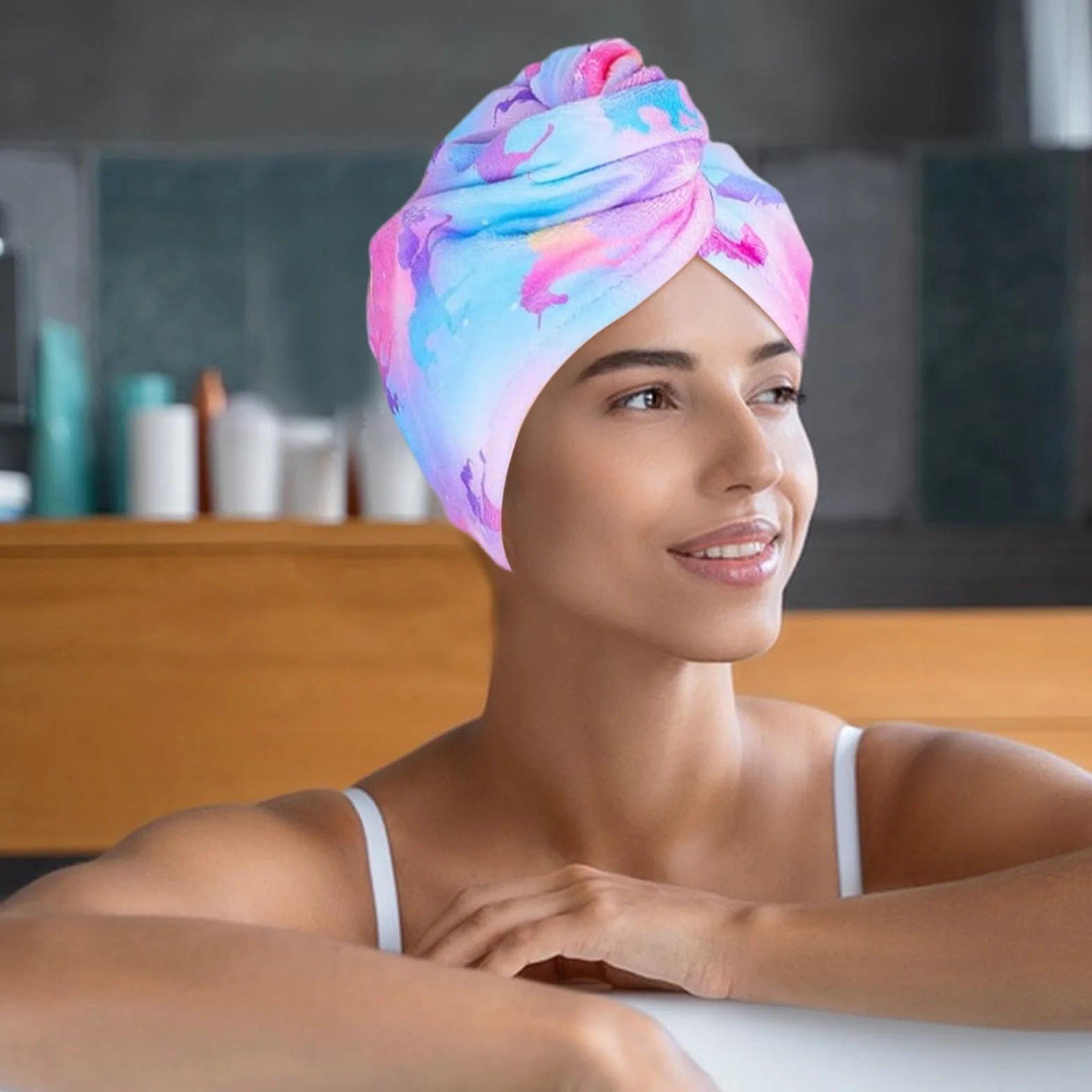 Ręcznik do suszenia włosów z mikrofibry dla kobiet, miękki ręcznik turban do włosów z mikrofibry, czepek do suszenia włosów z guzikami, chłonna suszarka do włosów, czepek do ploppingu, szybkoschnąca