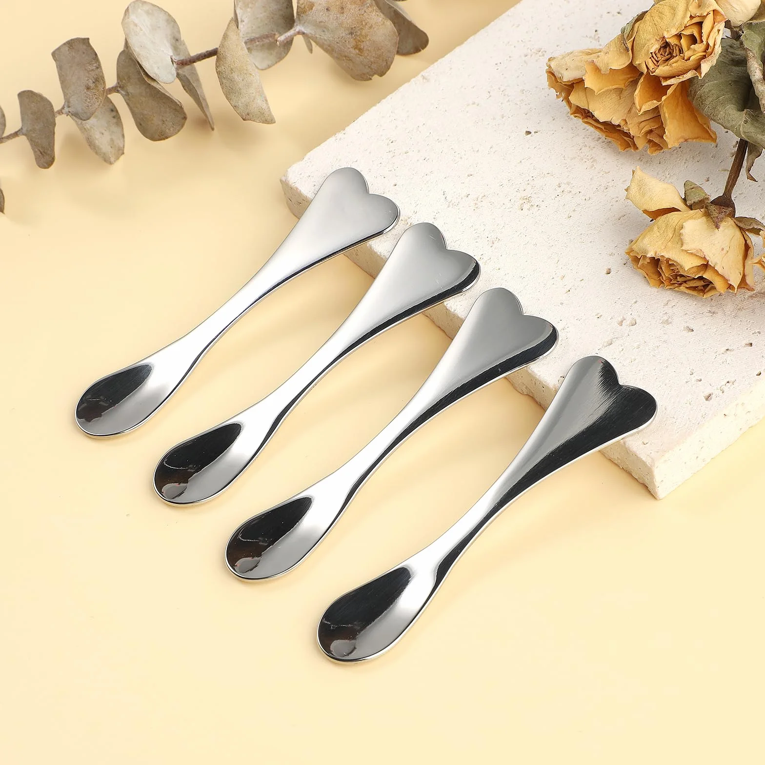 Metalowe szpatułki do pielęgnacji skóry, mini kosmetyczka, aplikator do makijażu