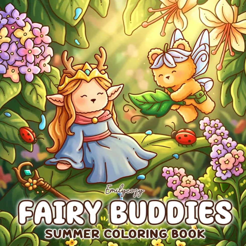 Fairy Buddies Summer: Coloring Book for Adults and Teens Featuring Cute Fairy Animals