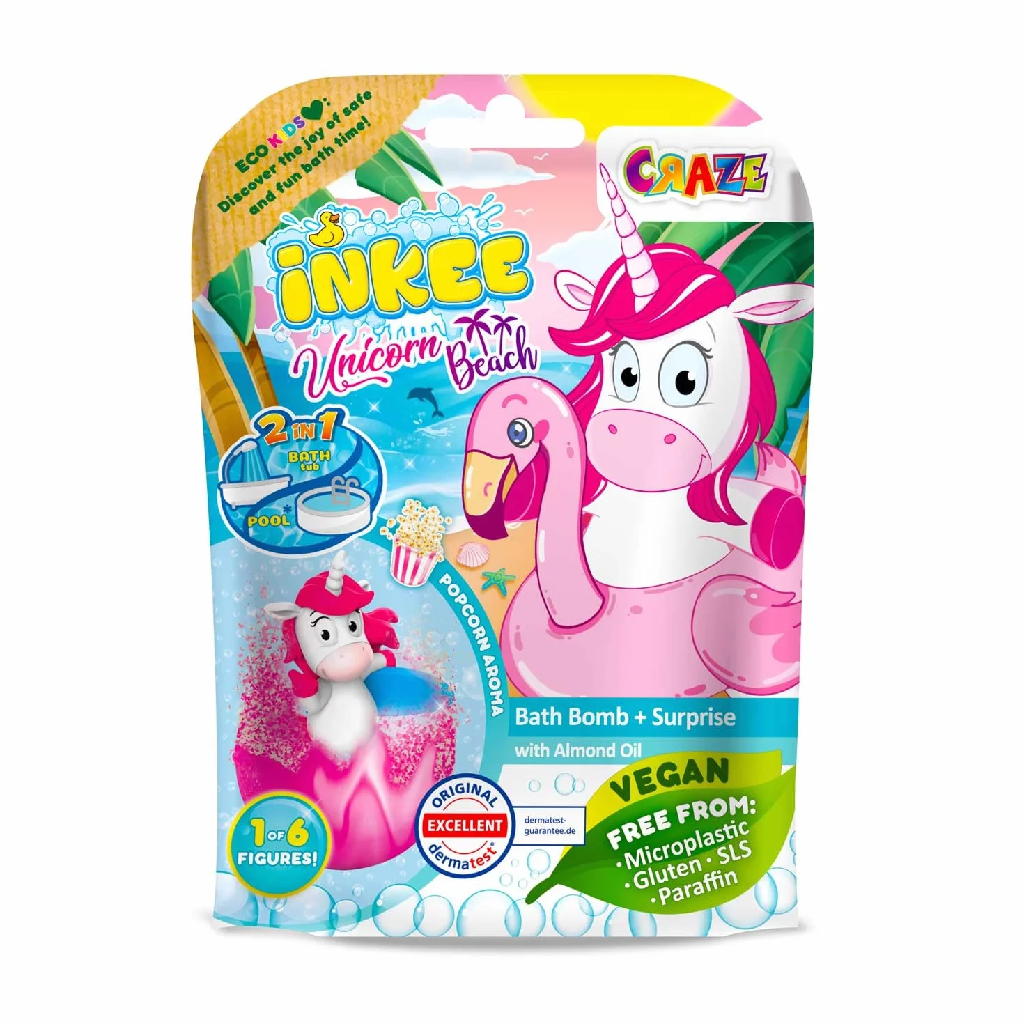 Inkee Craze Unicorn Beach Kula do Kąpieli Różowy 100 g