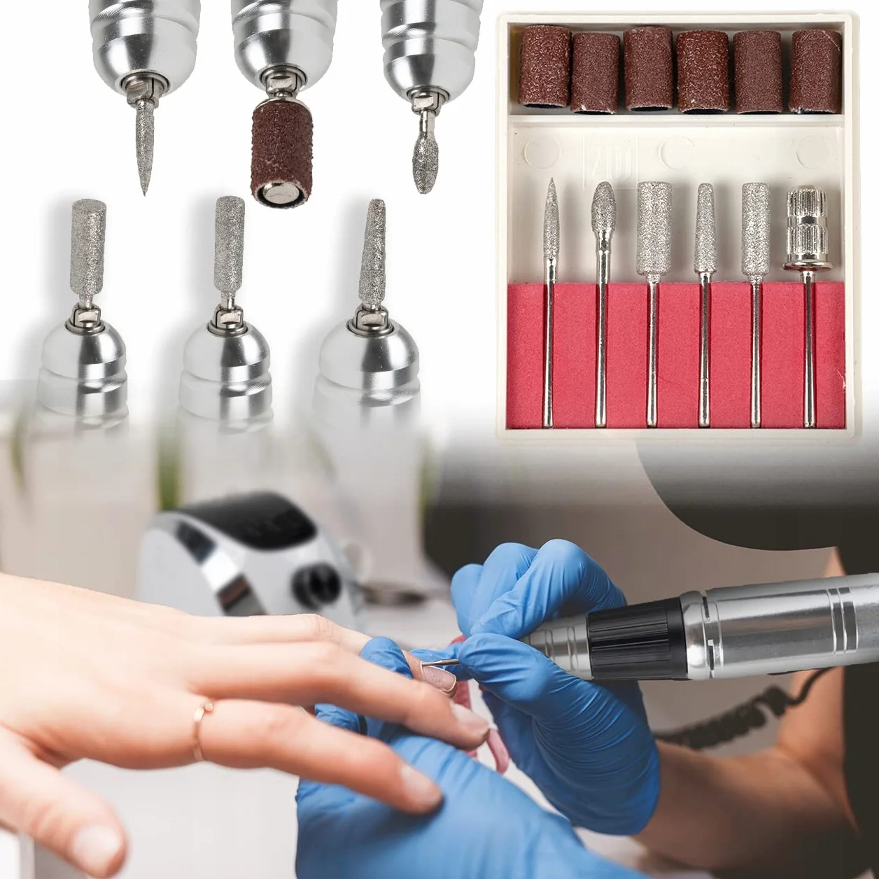 Maltec Profesjonalna frezarka do paznokci 68 W, zestaw elektrycznych pilników do paznokci, 35 000 obr./min, z pedałem nożnym i bitami do manicure pedicire