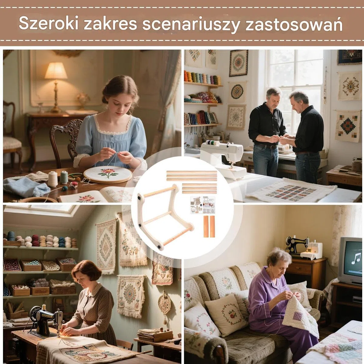Hafciarski Na Kolana Regulowana Drewniana Podstawa Do Ekspozycji Haftu | Ramki Do Ręcznego Wyszywania Wzory Hafciarskie Przenośny Ekspozytor Szycia Punch Needle Drewniany Do Pikowania I Rękodzieła