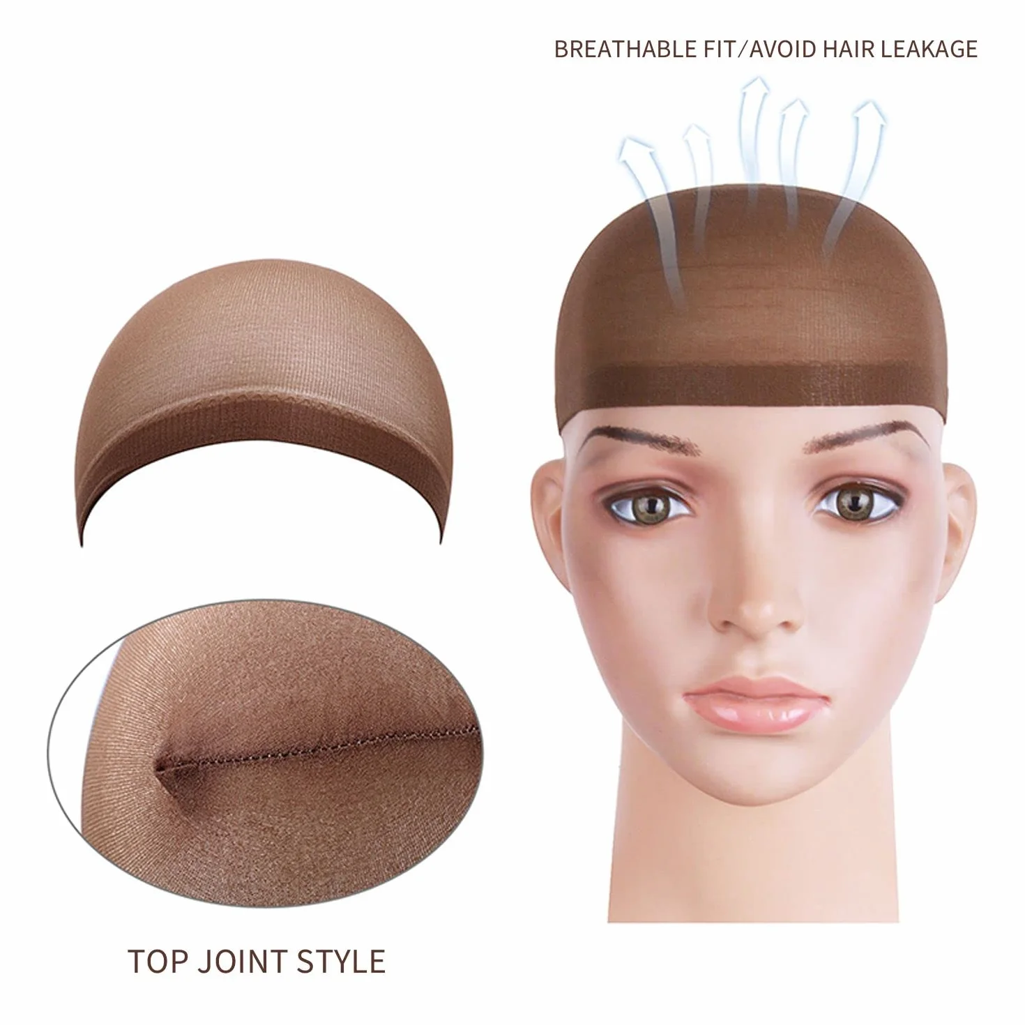 8 szt. czapek do peruk, kosmetyki unisex, 4 kolorowe elastyczne nylonowe nakładki do włosów + 2 brązowe nylonowe czapki do włosów i 2 czarne czepki na perukę