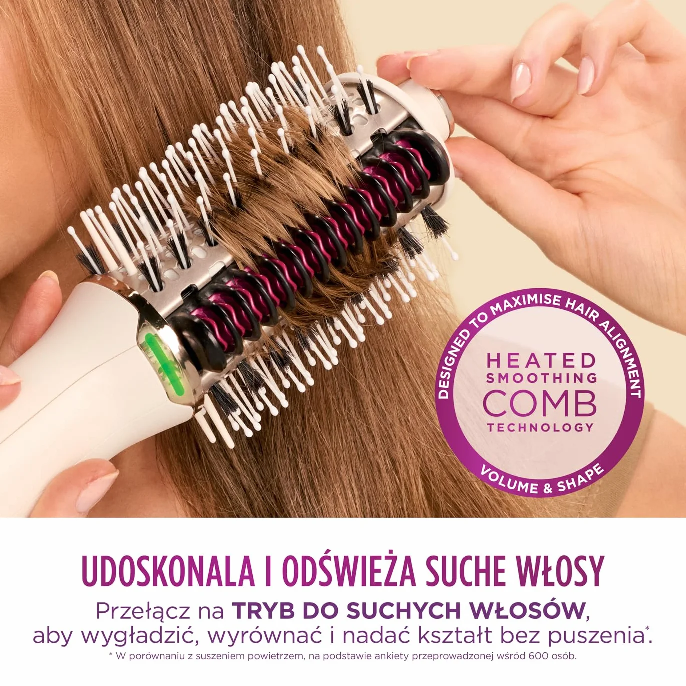 Shark SmoothStyle Podgrzewana szczotka i grzebień, tryb mokry i suchy, wygładzająca szczotka z 3 temperaturami, miękkie i pełne objętości wykończenie dla każdego rodzaju włosów, jedwab HT202EU