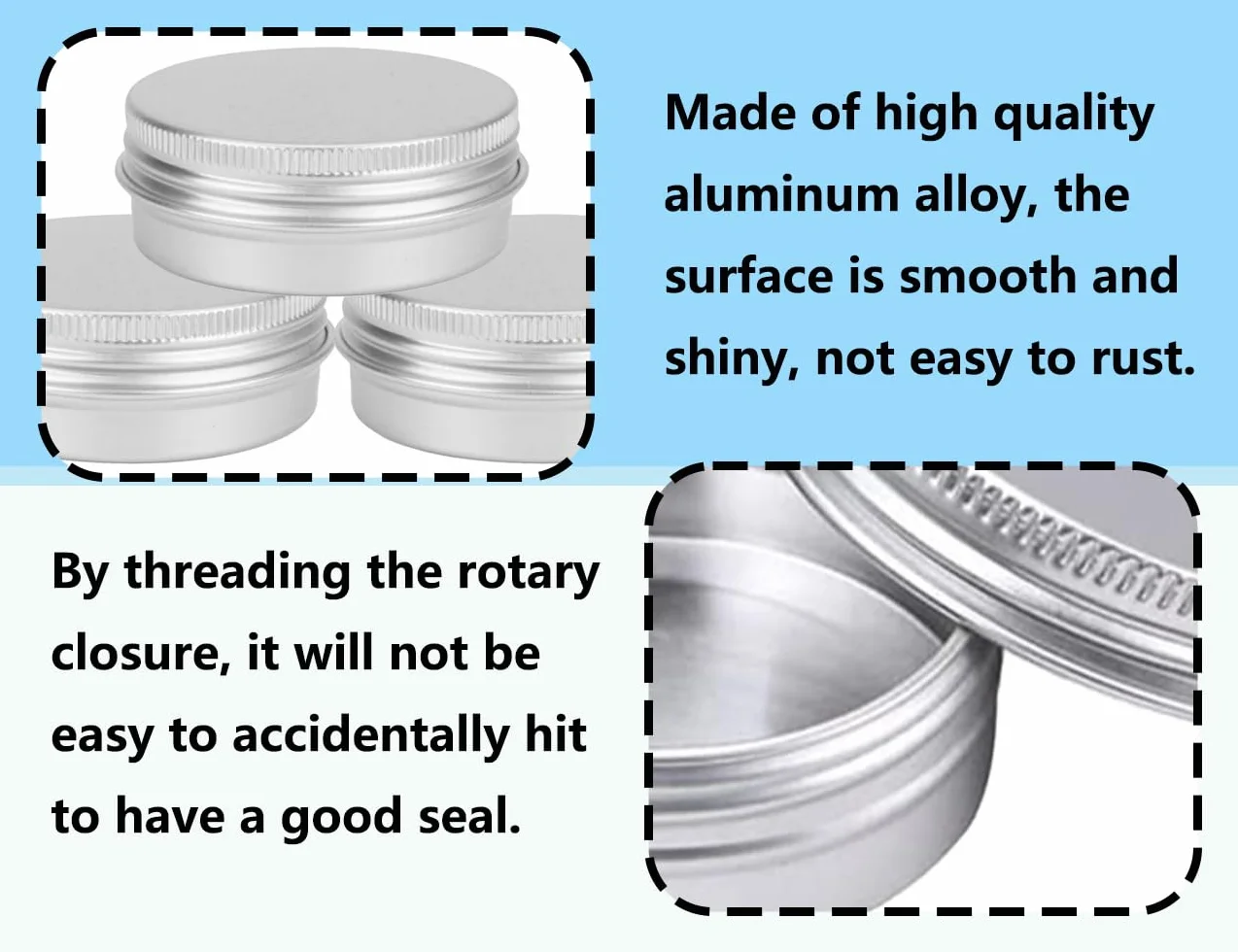 KAPSING 8 pustych pojemników aluminiowych, 30 ml, okrągłe, małe puszki, puste puszki z zakręcaną pokrywką, okrągłe, podróżne, słoiczki na krem, do kosmetyków, świec, balsamu, kremu