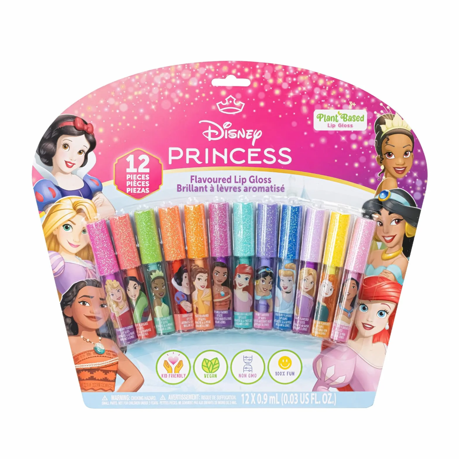 Disney Princess Błyszczyk Roślinny 12 szt Prezent dla Dziewczynek 3+