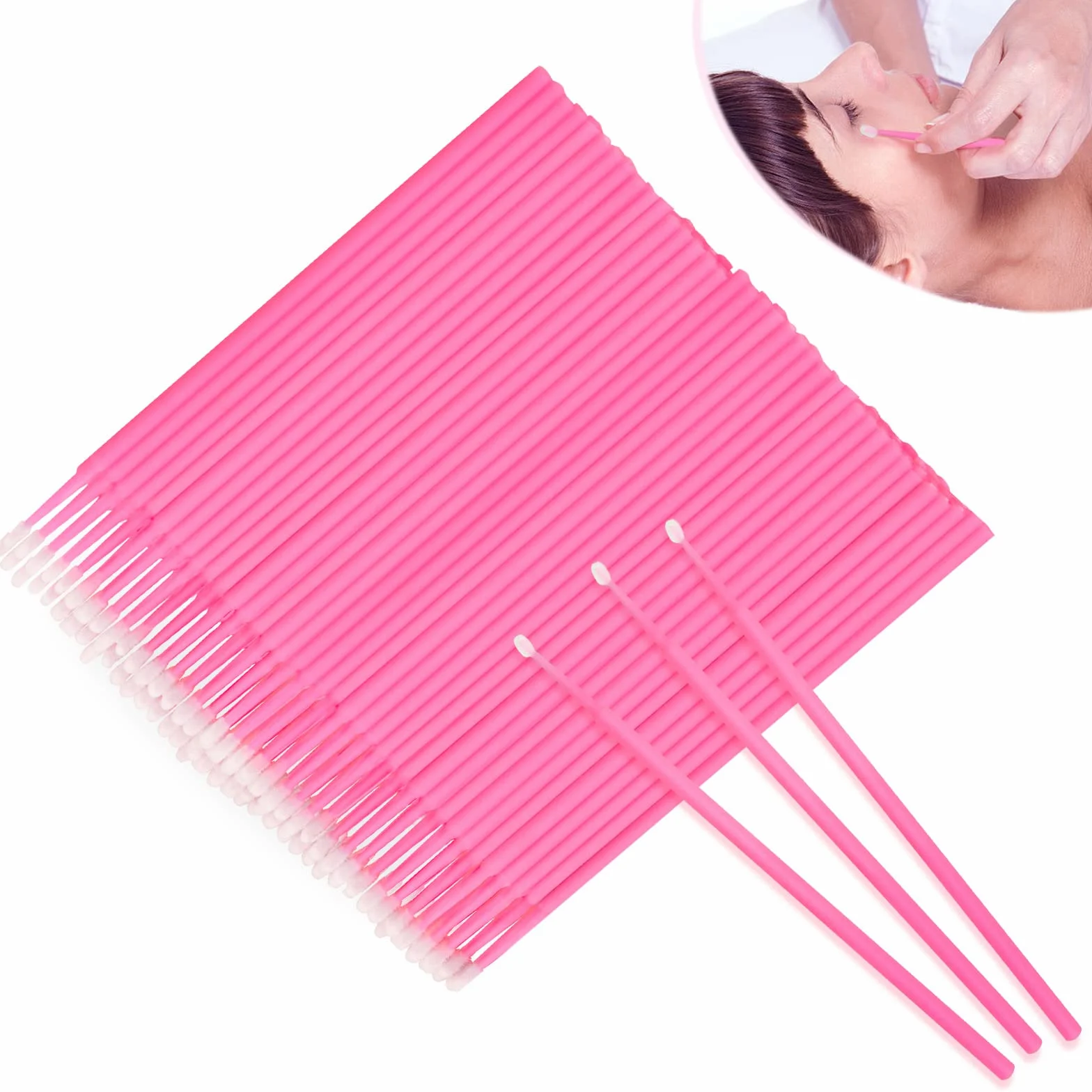 Mikroszczoteczki do przedłużania rzęs 1,5 mm, jednorazowe, różowe, 100 sztuk