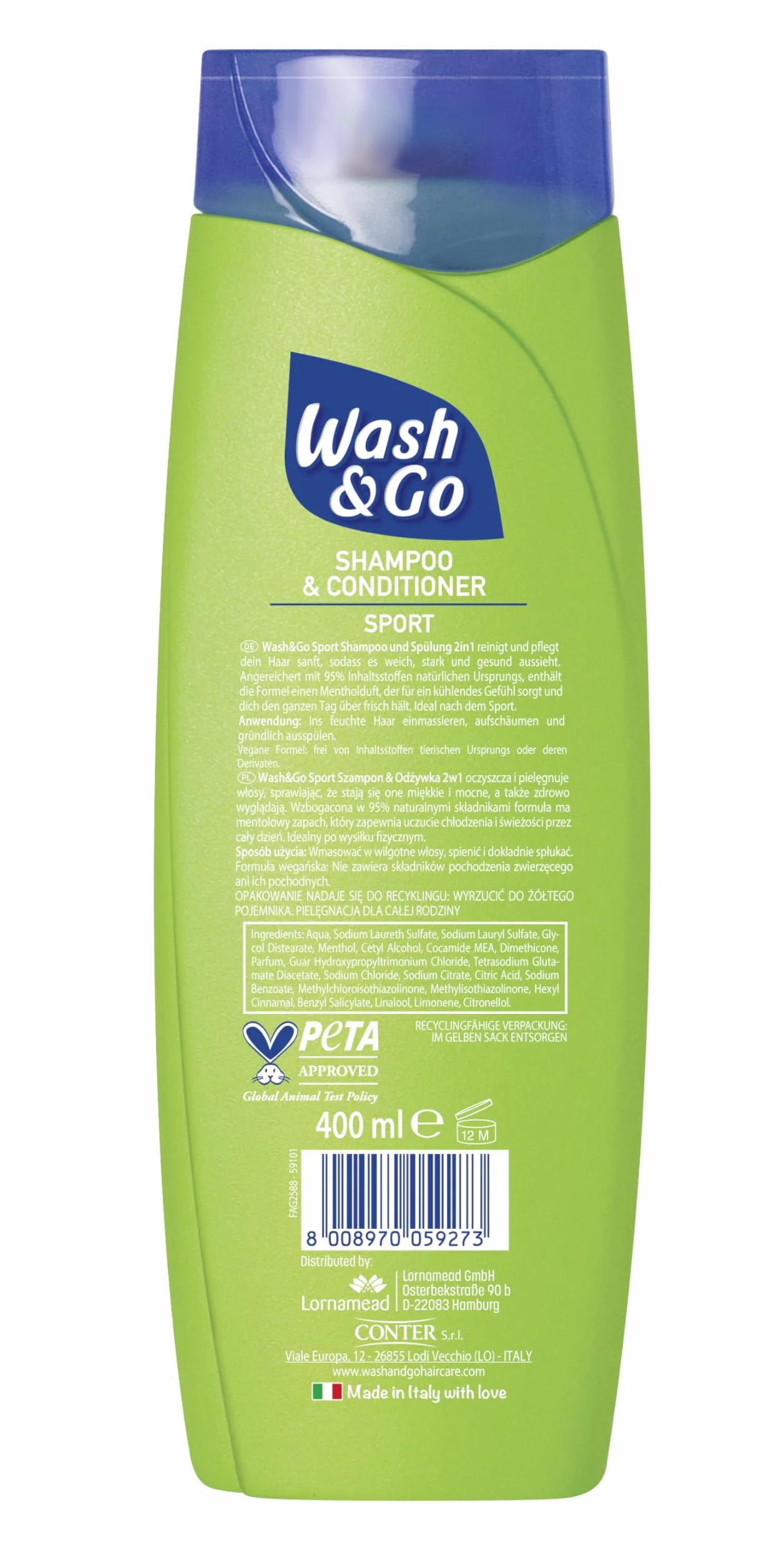 Wash&Go Sport Szampon Przezroczysty 400 ml Codzienna pielęgnacja włosów