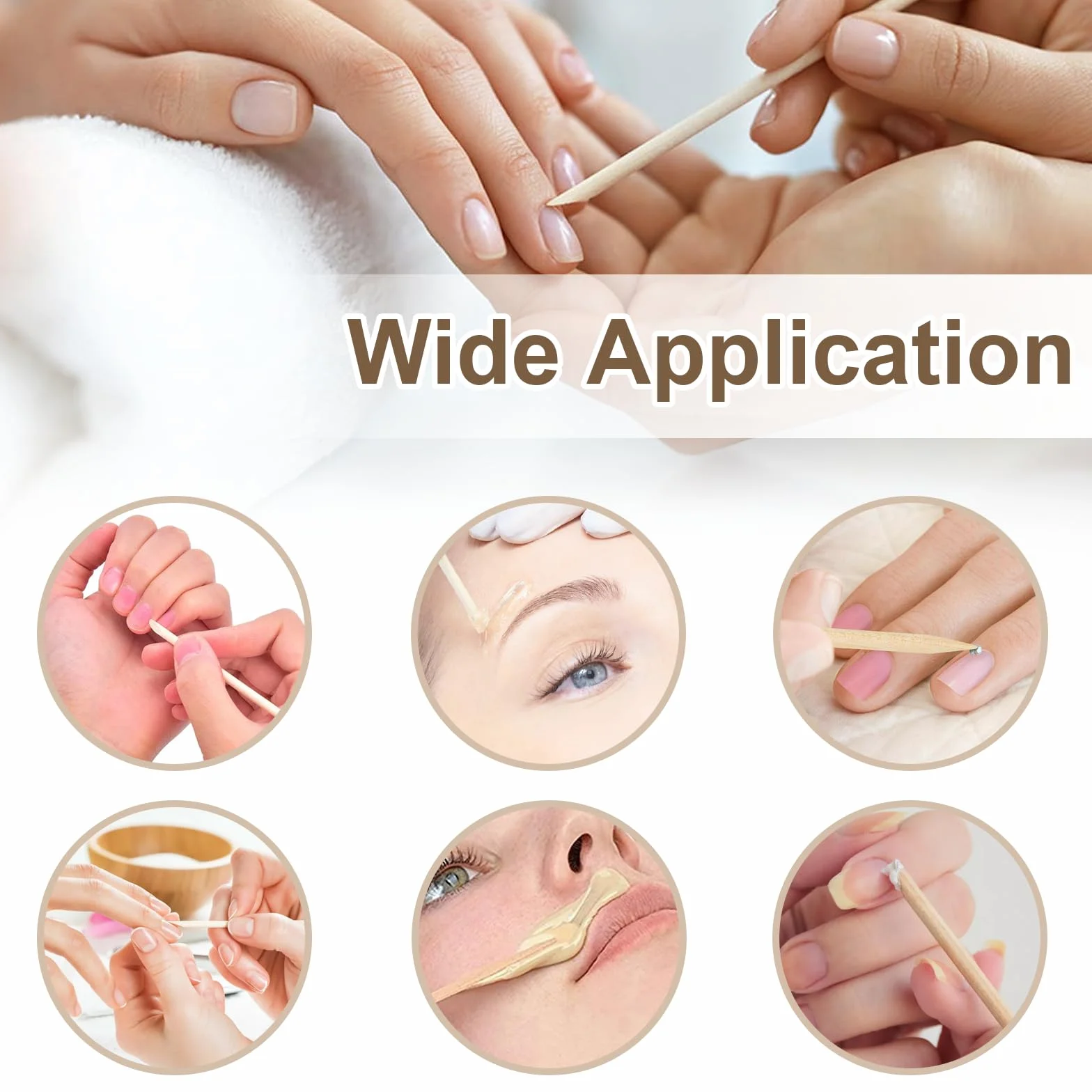 Prasacco Drewniane Patyczki do Manicure 200 sztuk 11,4 cm Pomarańczowe