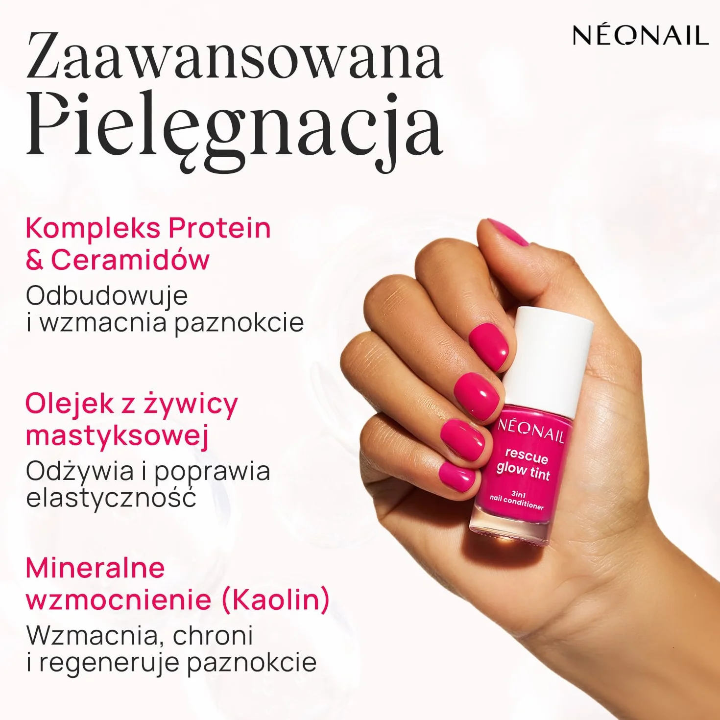 NÉONAIL Regenerująca odżywka do paznokci 3w1 - Rescue Glow Tint 3in1 Nail Conditioner - Pielęgnacja i Kolor - Glitter Violet - 7,2 ml