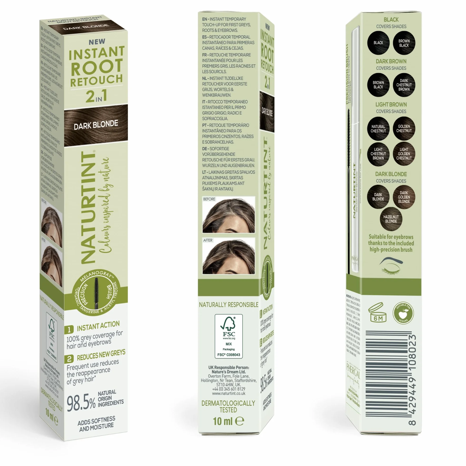 Naturtint Instant Root Retouch Tymczasowy retuszer do siwych włosów ciemny blond 10 ml