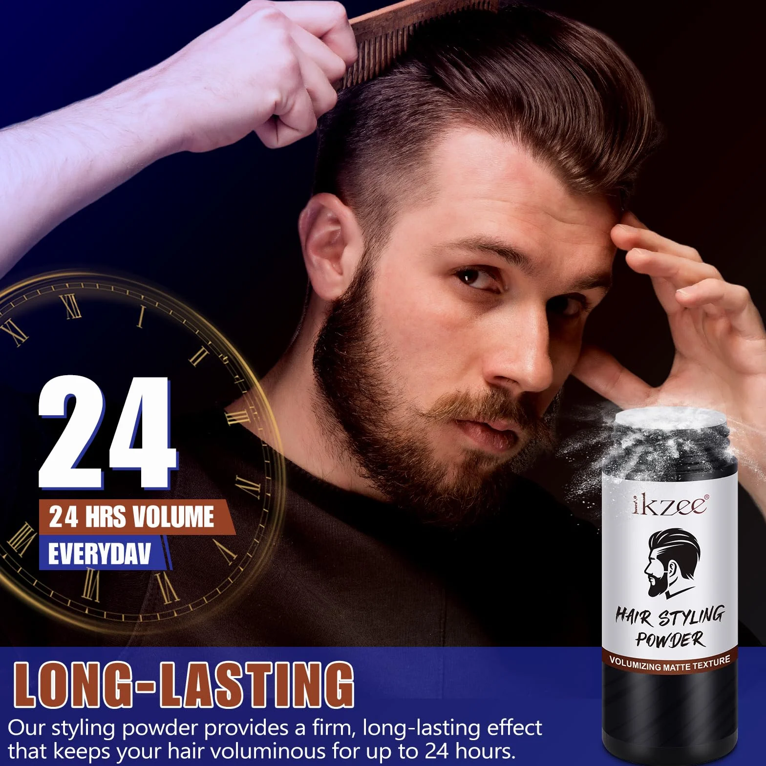 Proszek do stylizacji, puder teksturujący do włosów, puder tekstury do włosów dla mężczyzn, Fijación Duradera, Acabado Mate para Todo Tipo de Cabello, 10 g