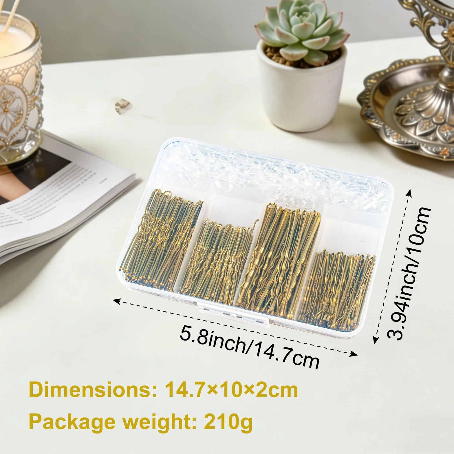 200 sztuk szpilek do włosów Bobby Pins złoto, spinki do włosów, szpilki do włosów dla kobiet i pań, spinki do włosów, akcesoria do włosów, piny do kokad, do ozdoby włosów, z 100 sztuk niewidocznych