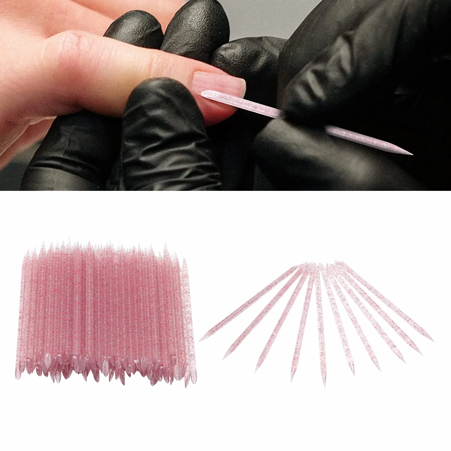 Patyczki do Paznokci, 100 Szt. Odpychacz do Skórek Podwójny Koniec Sztyftów do Manicure i Pedicure(Czerwona róża)