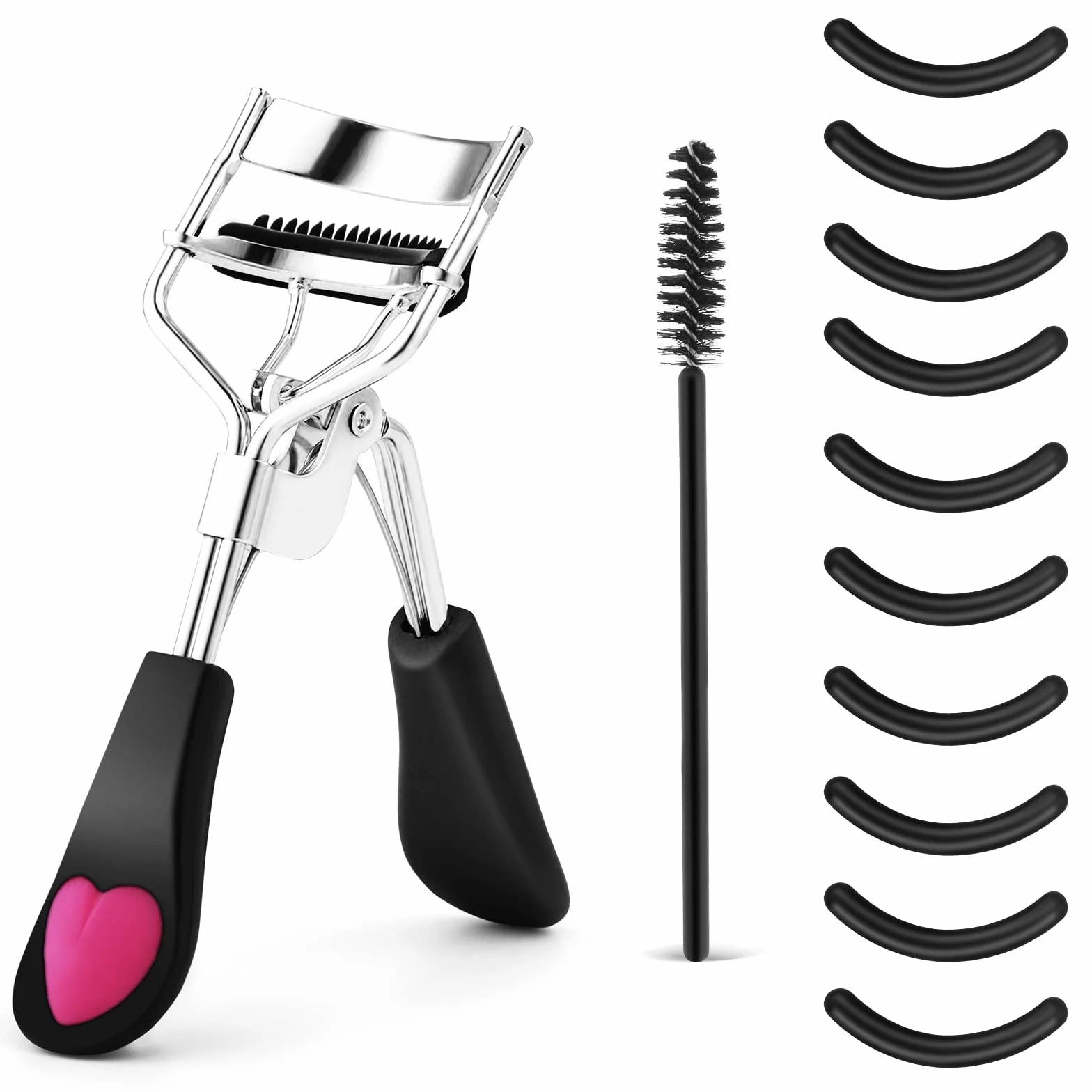 3 sztuki Lash Curler – bez szczypania i ciągnięcia, długotrwała zalotka do wszystkich kształtów oczu, profesjonalne narzędzie do makijażu z 10 silikonowymi wkładkami uzupełniającymi i szczoteczką do