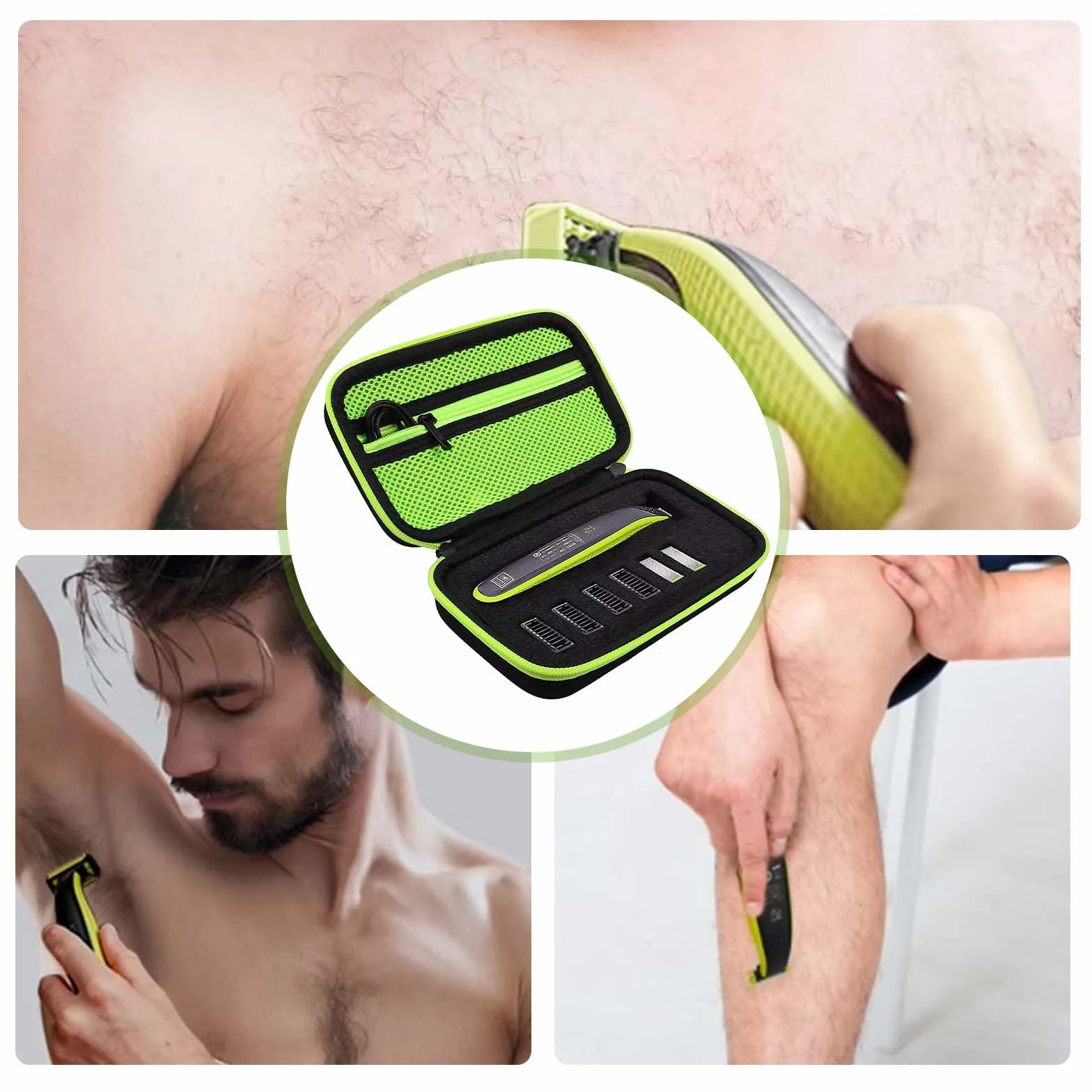 Naapesi Przenośne etui do golenia dla mężczyzn O Blade QP2520 QP2530 twarde podróżne odporne na wstrząsy zielone